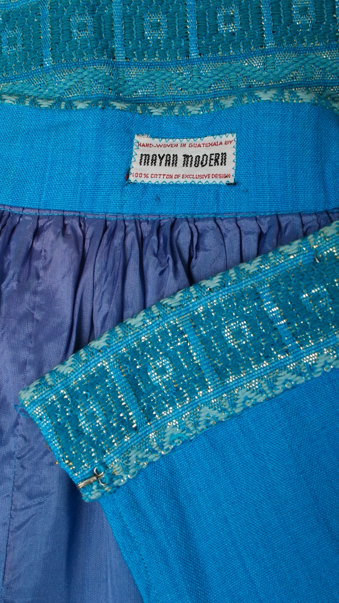 NEW | 1970s Guatemalan Hand-Woven Metallic Wrap Skirt | small