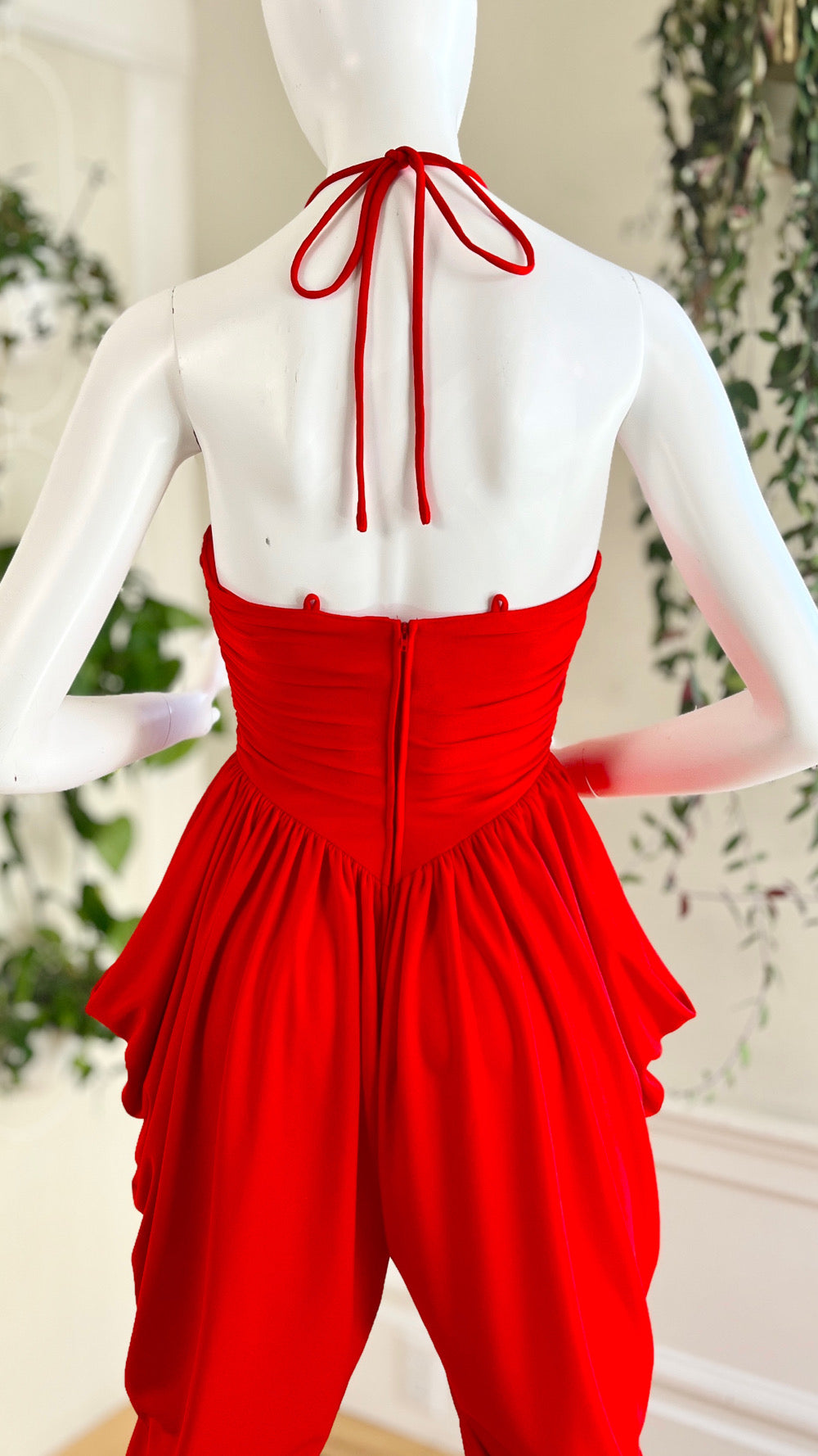1980s NEW LEAF Red Jersey Jumpsuit | x-small/small