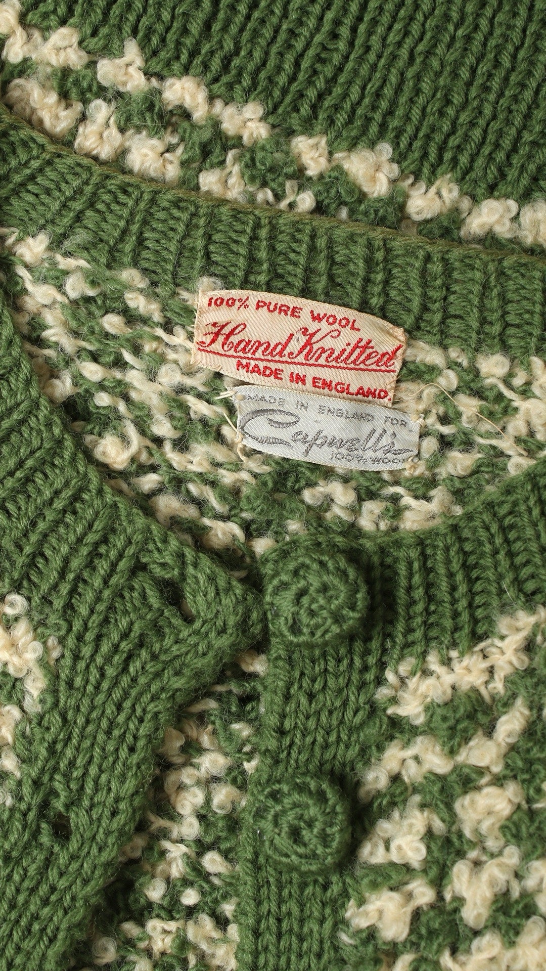 1950s Green Bouclé Knit Wool Cardigan | medium