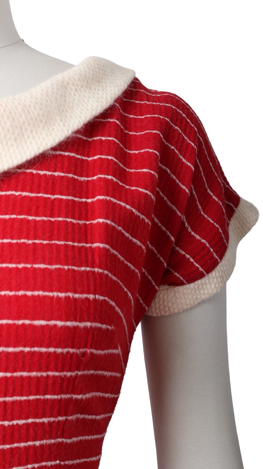 1950s Angora Striped Dropwaist Dress | small/medium