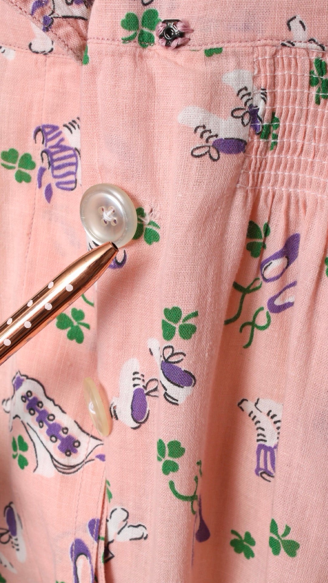 NEW | 1930s 1940s Shoes + Clover Novelty Print Dress | petite small