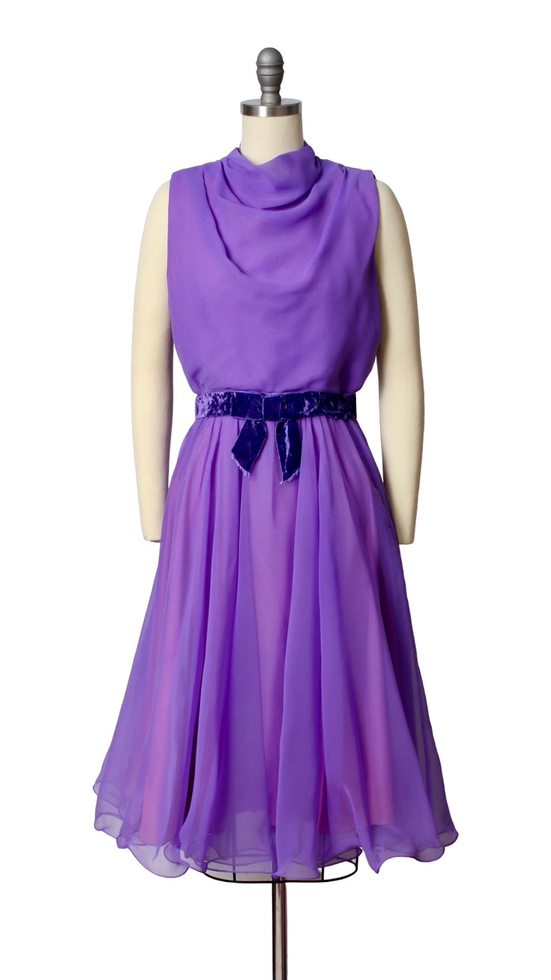 NEW | 1960s MISS ELLIETTE Purple Chiffon Party Dress
