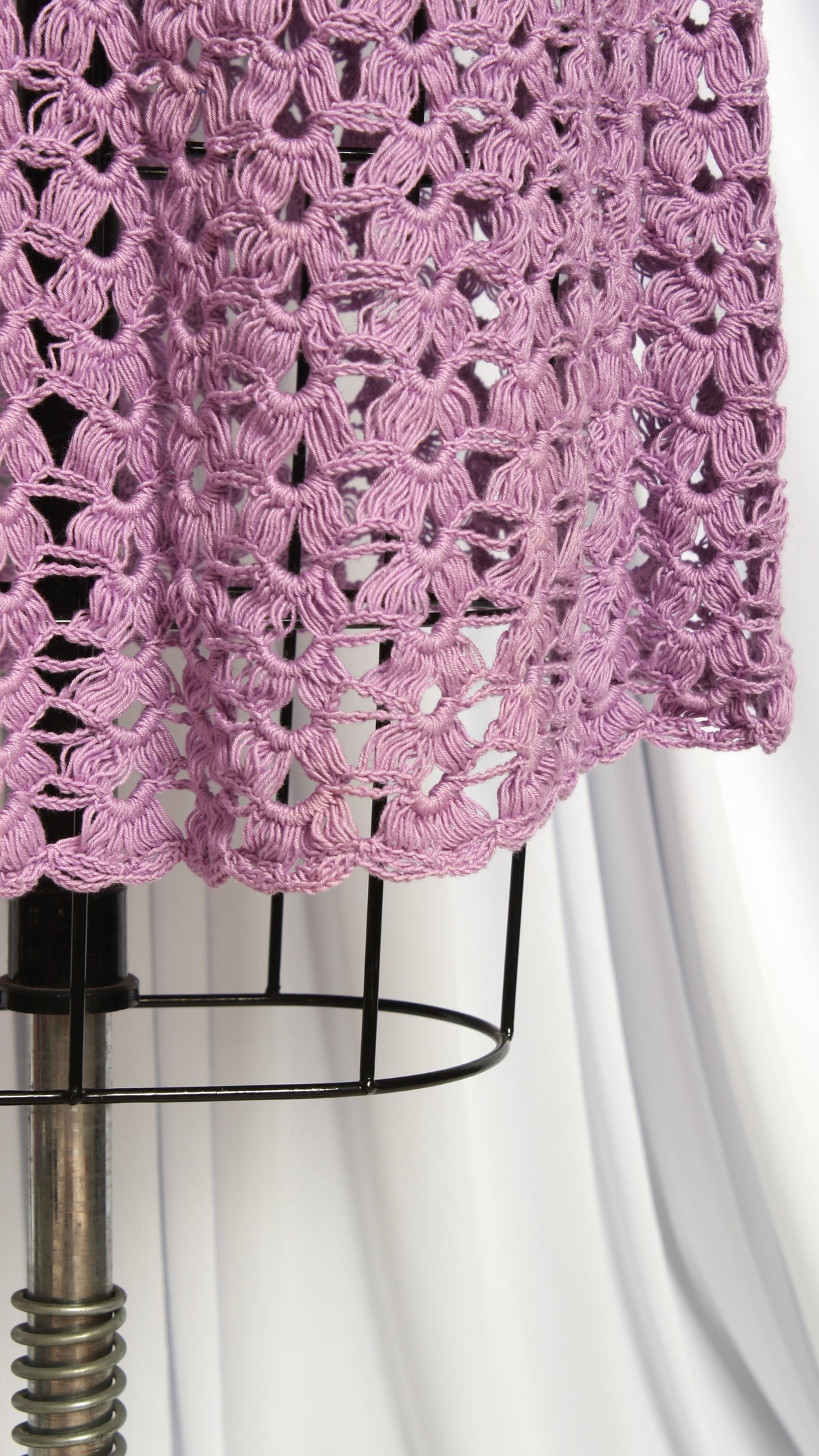 NEW | 1970s Purple Crochet Bell Sleeve Dress | small/medium/large