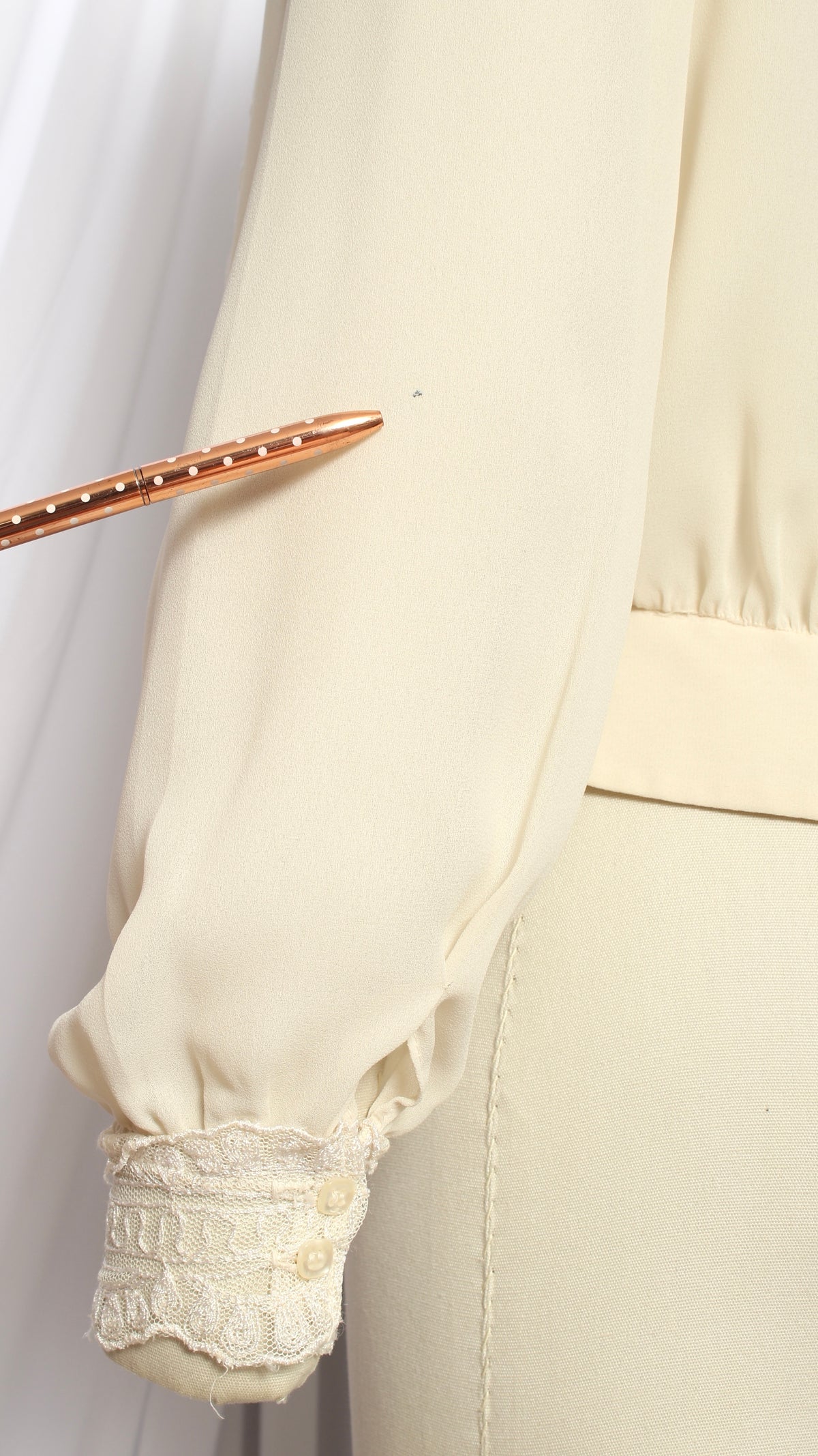 NEW | 1970s does Victorian Cropped Lace Chiffon Blouse | medium
