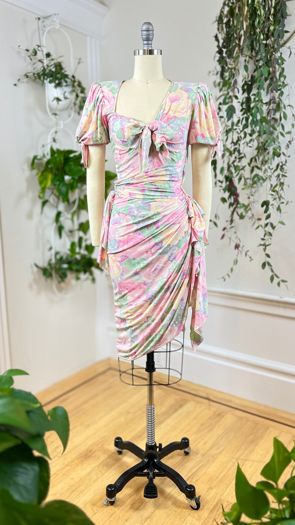 1980s EMANUEL UNGARO Silk Jersey Floral Dress