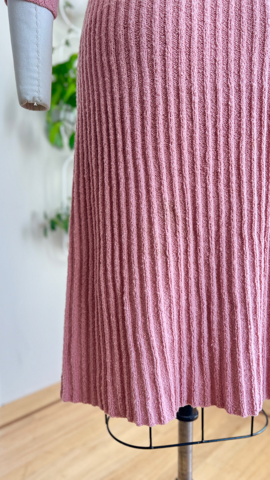 1950s Pink Knit Wool Sweater Dress | small/medium
