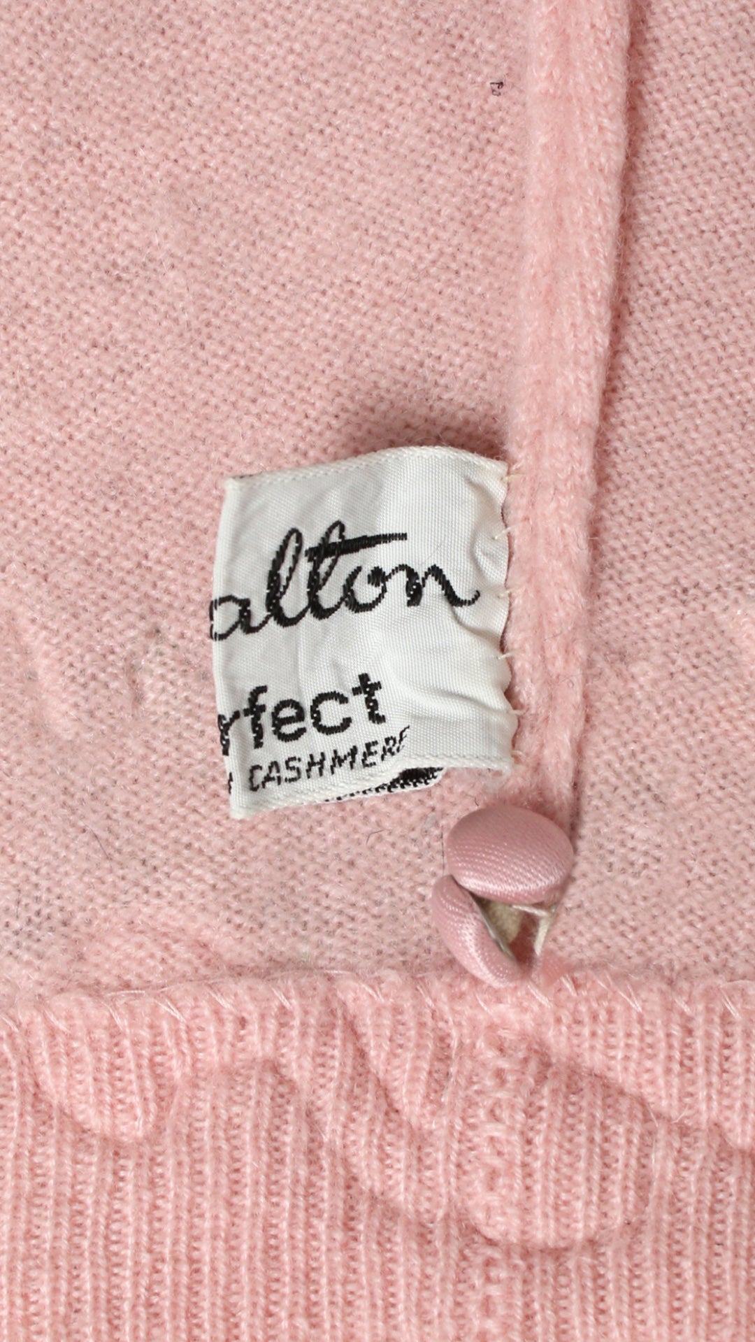 1950s DALTON Knit Cashmere Strawberry Floral Appliqué Cardigan | medium/large