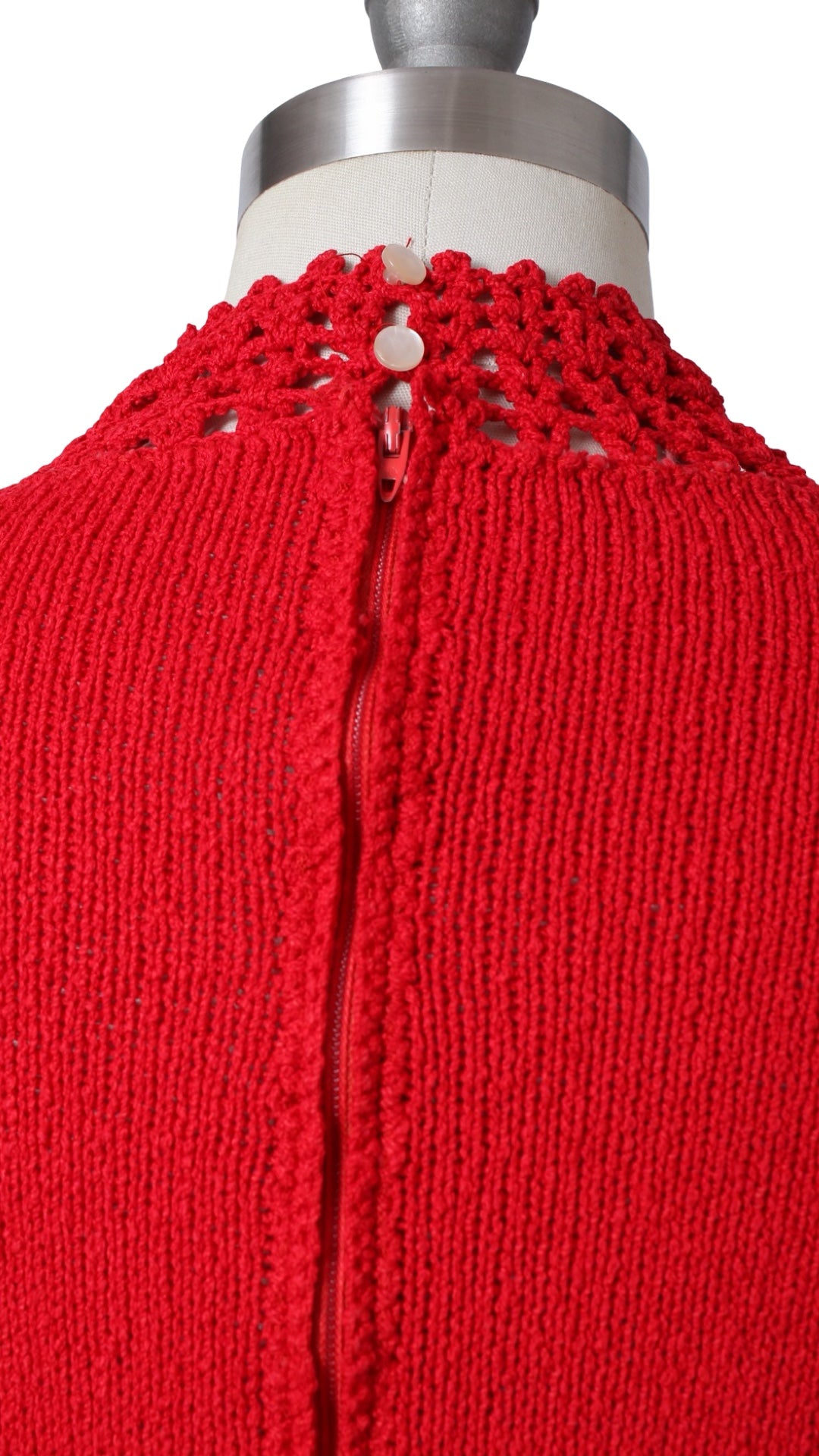 1970s Red Knit & Crochet Maxi Dress | x-small/small/medium