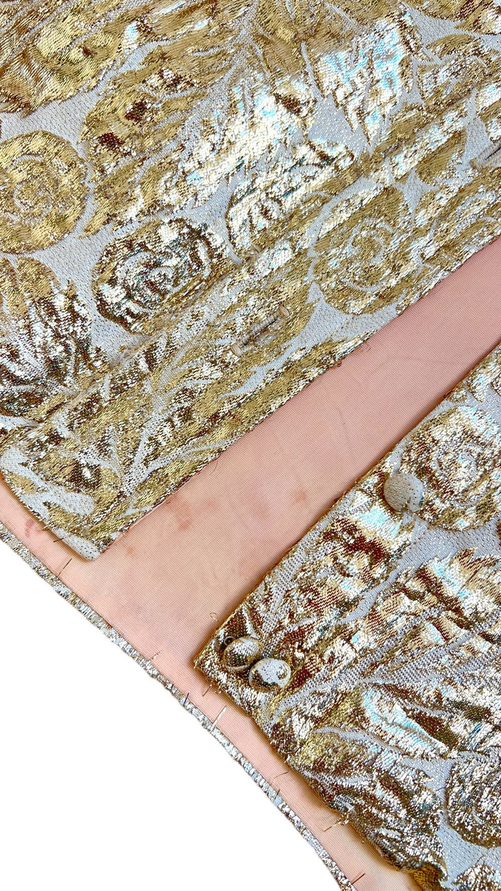 1960s 3-Piece Gold Lurex Floral Brocade Pant Suit | small