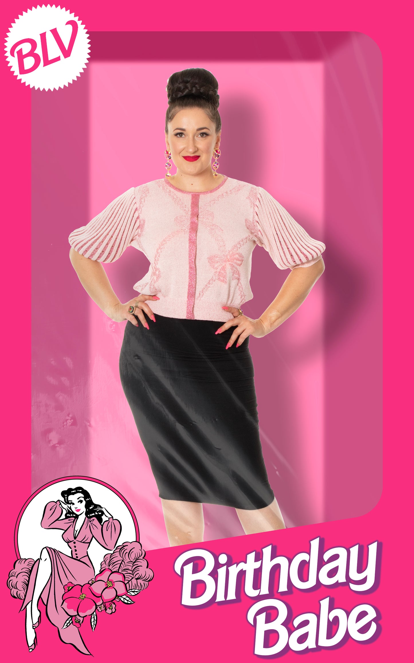 1980s Metallic Pink Balloon Sleeve Sweater Top | medium/large
