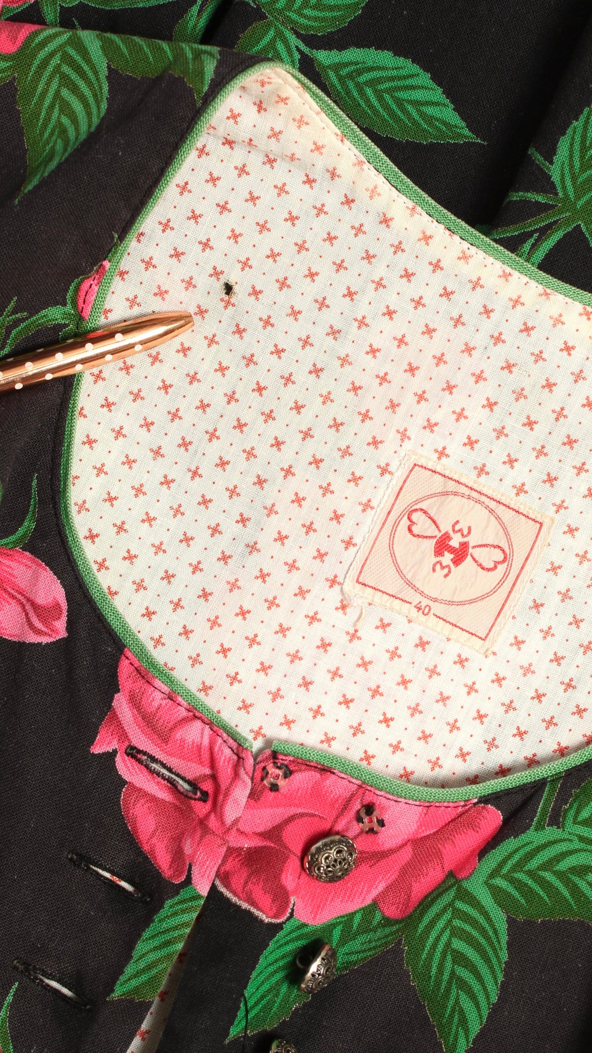 NEW | 1970s Pink Rose Dirndl Dress | small