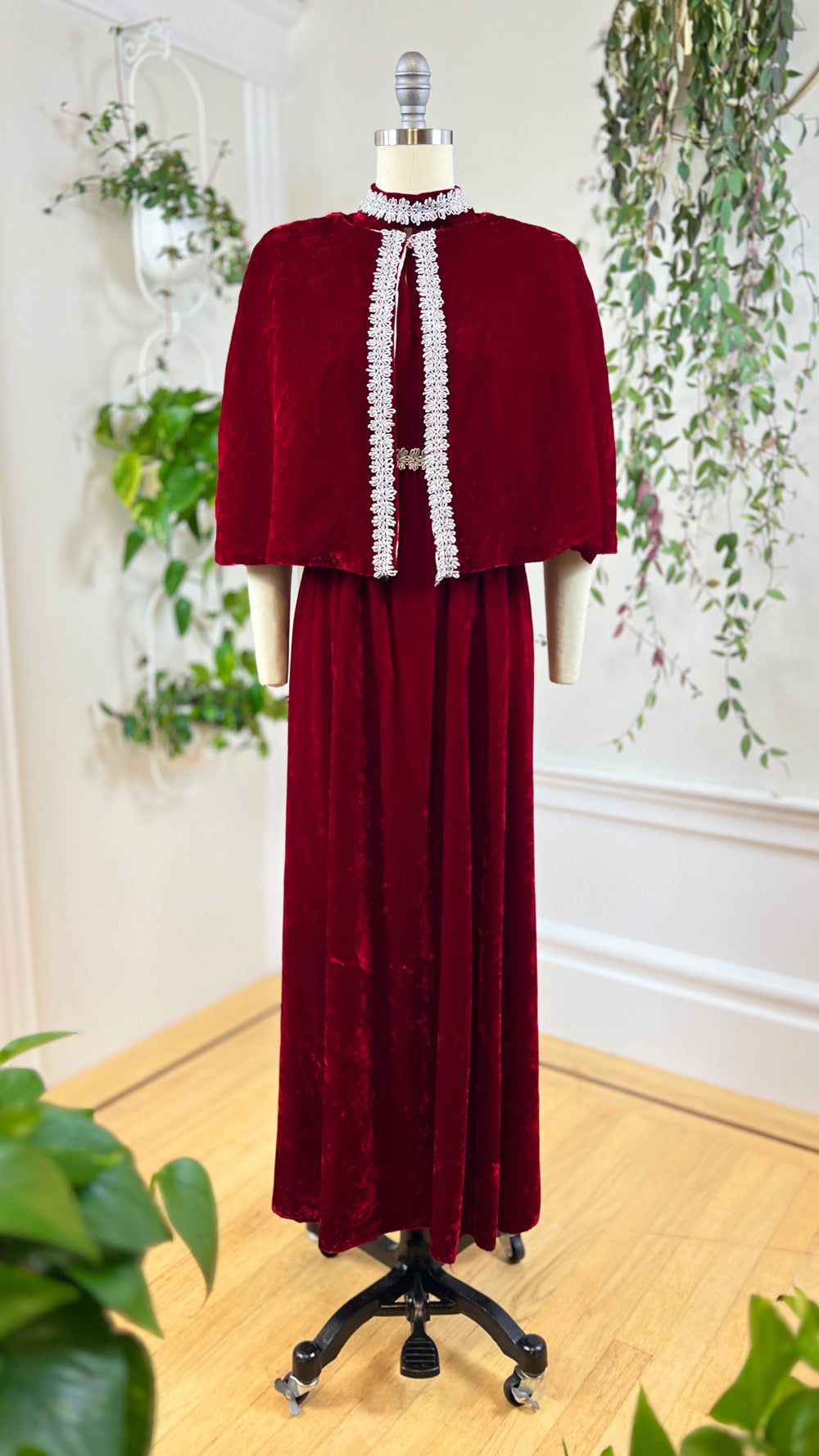1970s Velvet Party Dress & Cape Set | small 1970s Velvet Party Dress & Cape Set | small