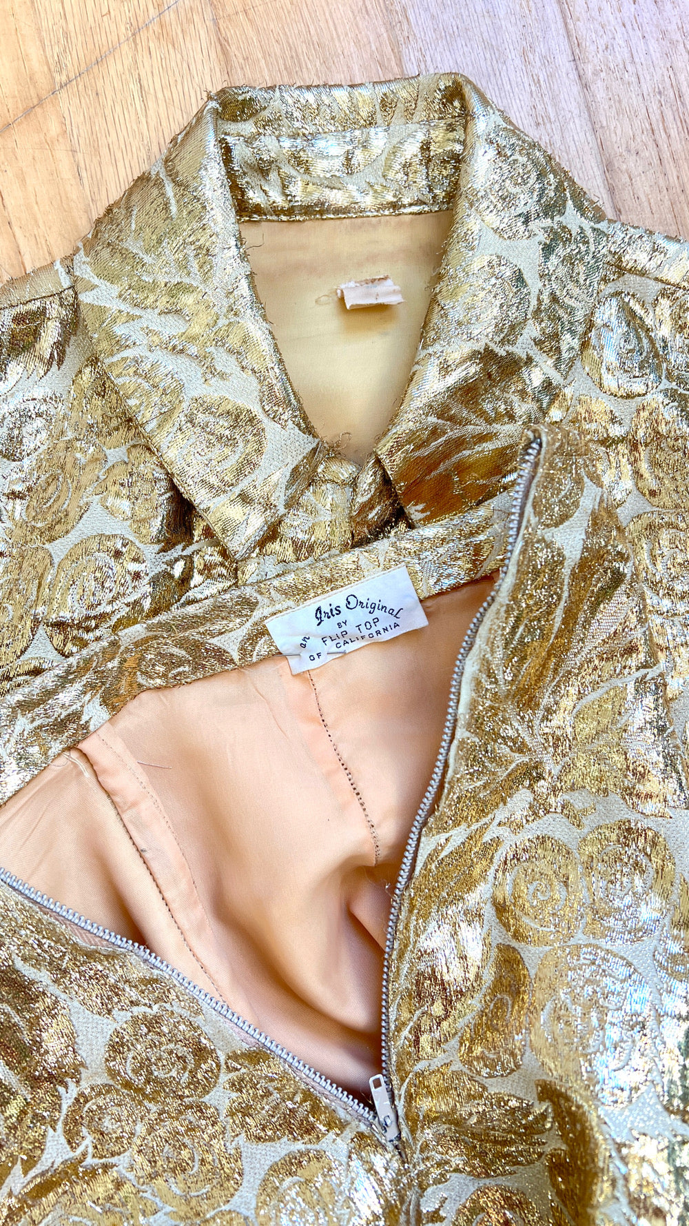 1960s 3-Piece Gold Lurex Floral Brocade Pant Suit | small