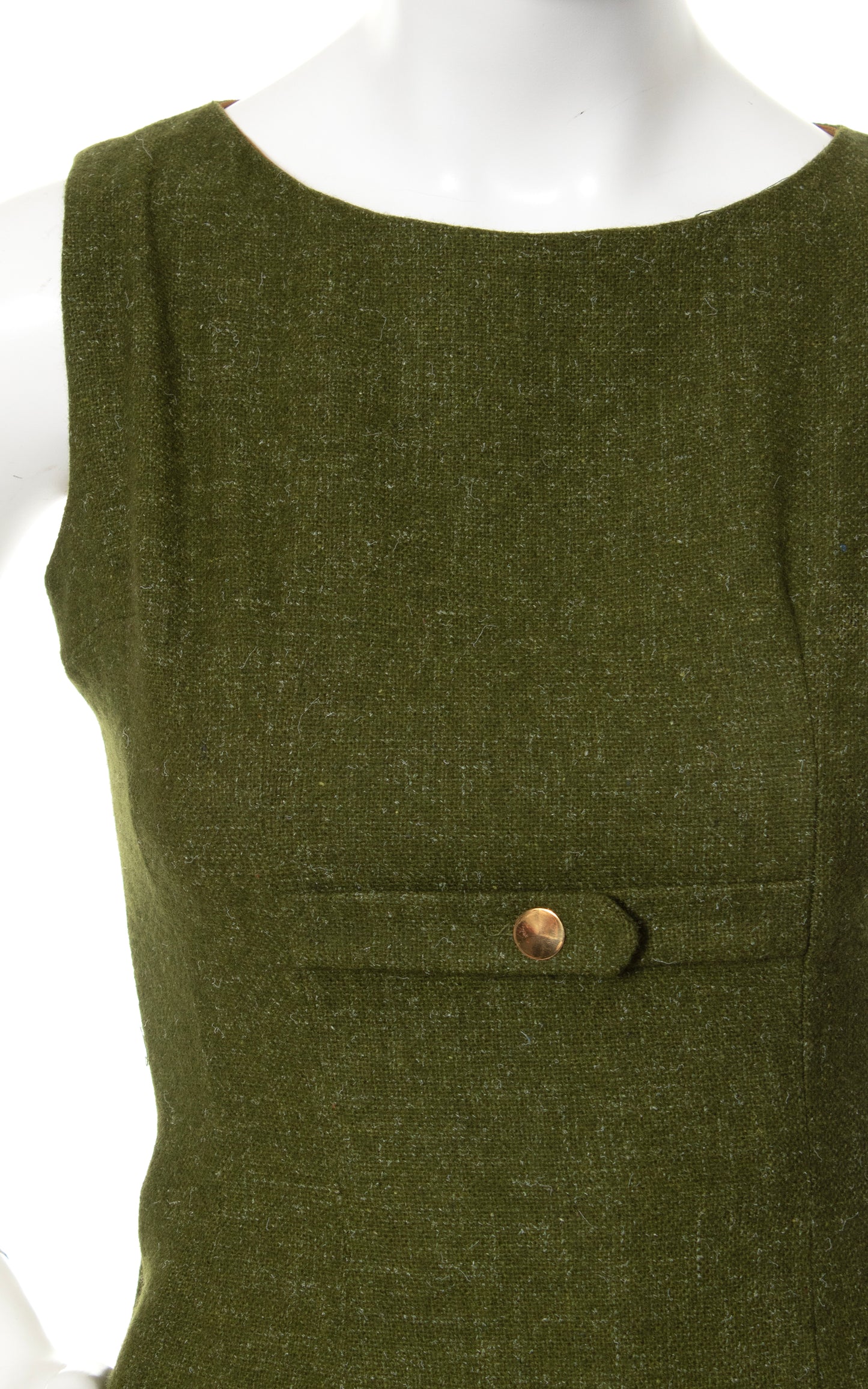 1960s Olive Green Wool Wiggle Dress | x-small