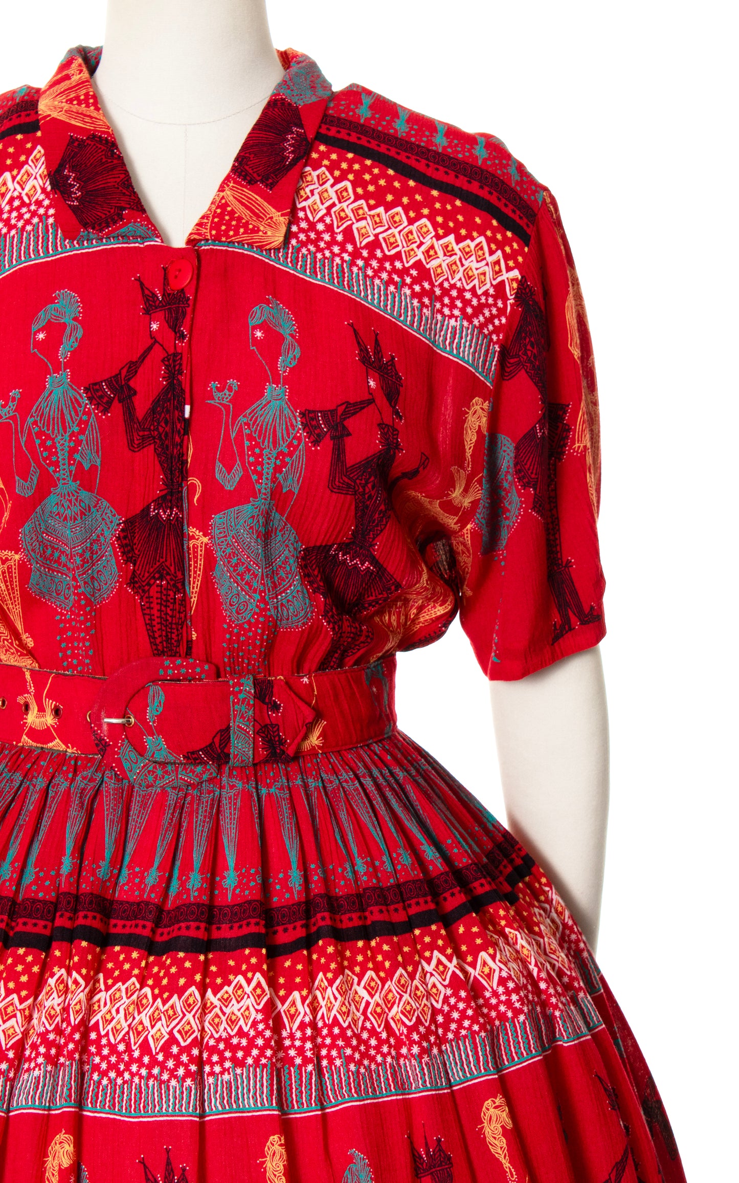 1990s Ladies Novelty Print Shirtwaist Dress | medium/large