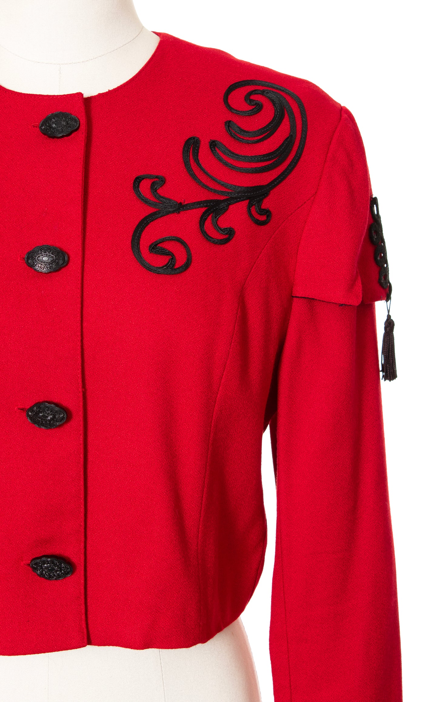1980s Tassels Soutache Red Cropped Jacket | large