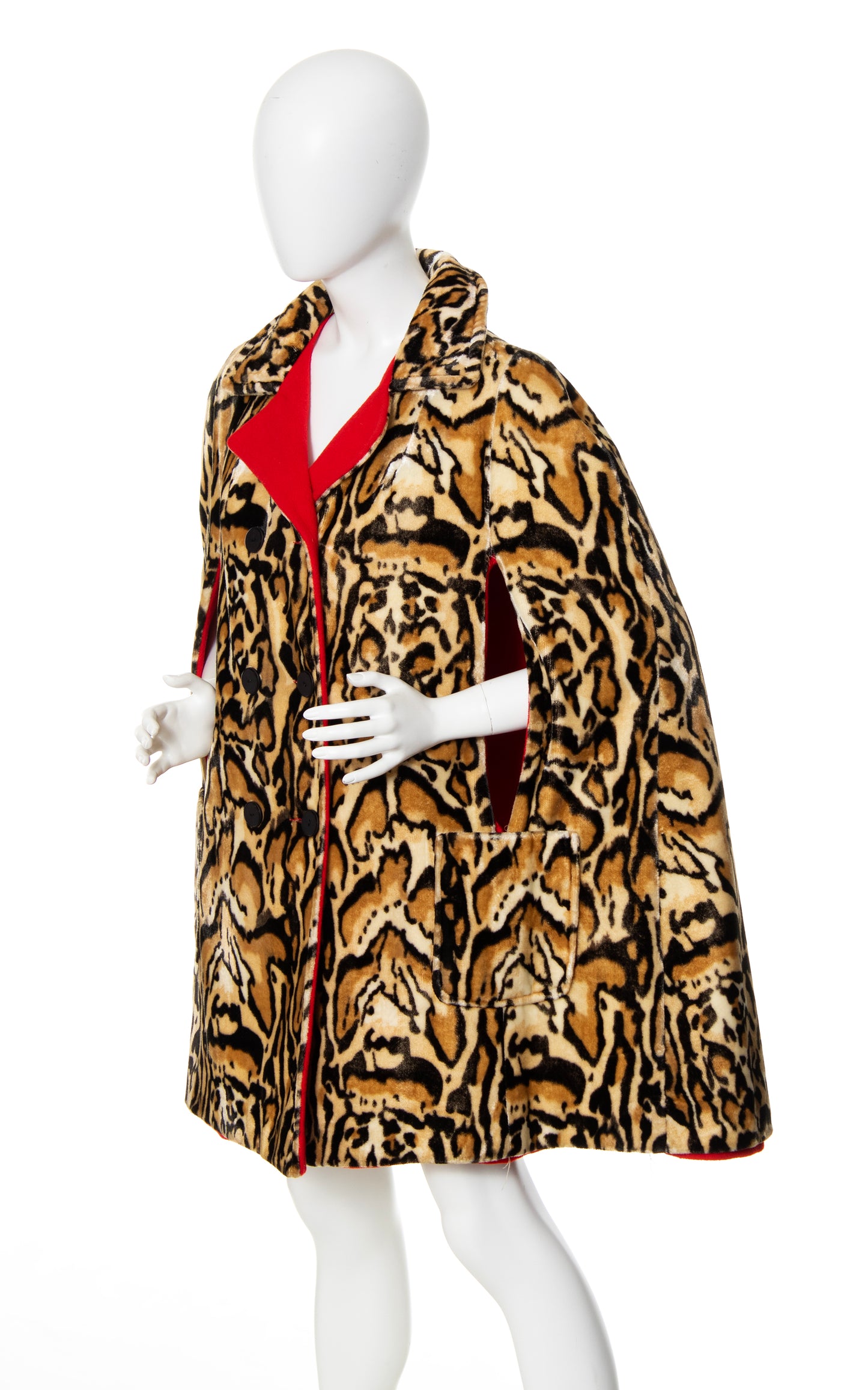 1960s Reversible Faux Fur & Wool Cape | medium/large/x-large