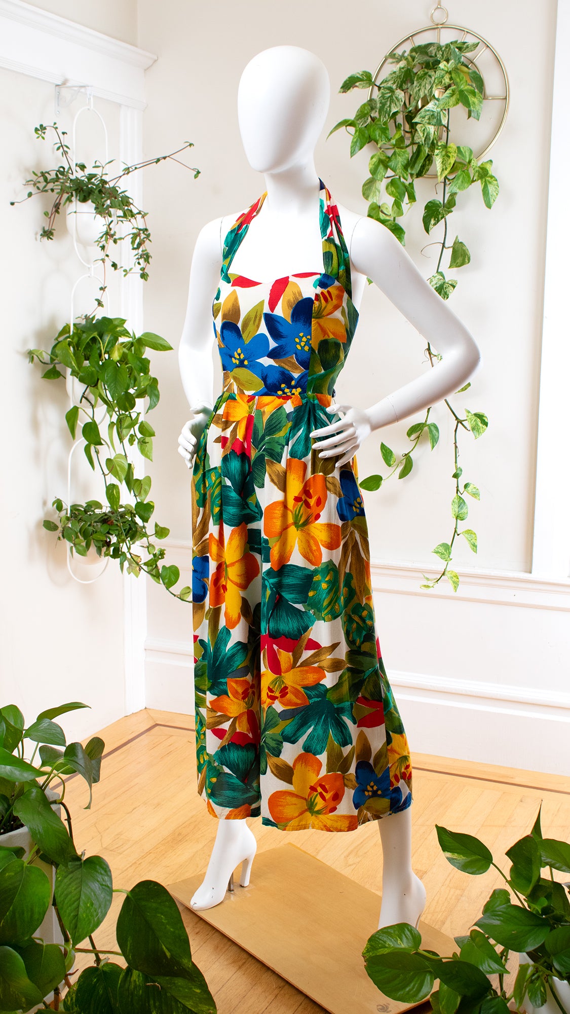 1980s 1990s Tropical Floral Jumpsuit | small/medium
