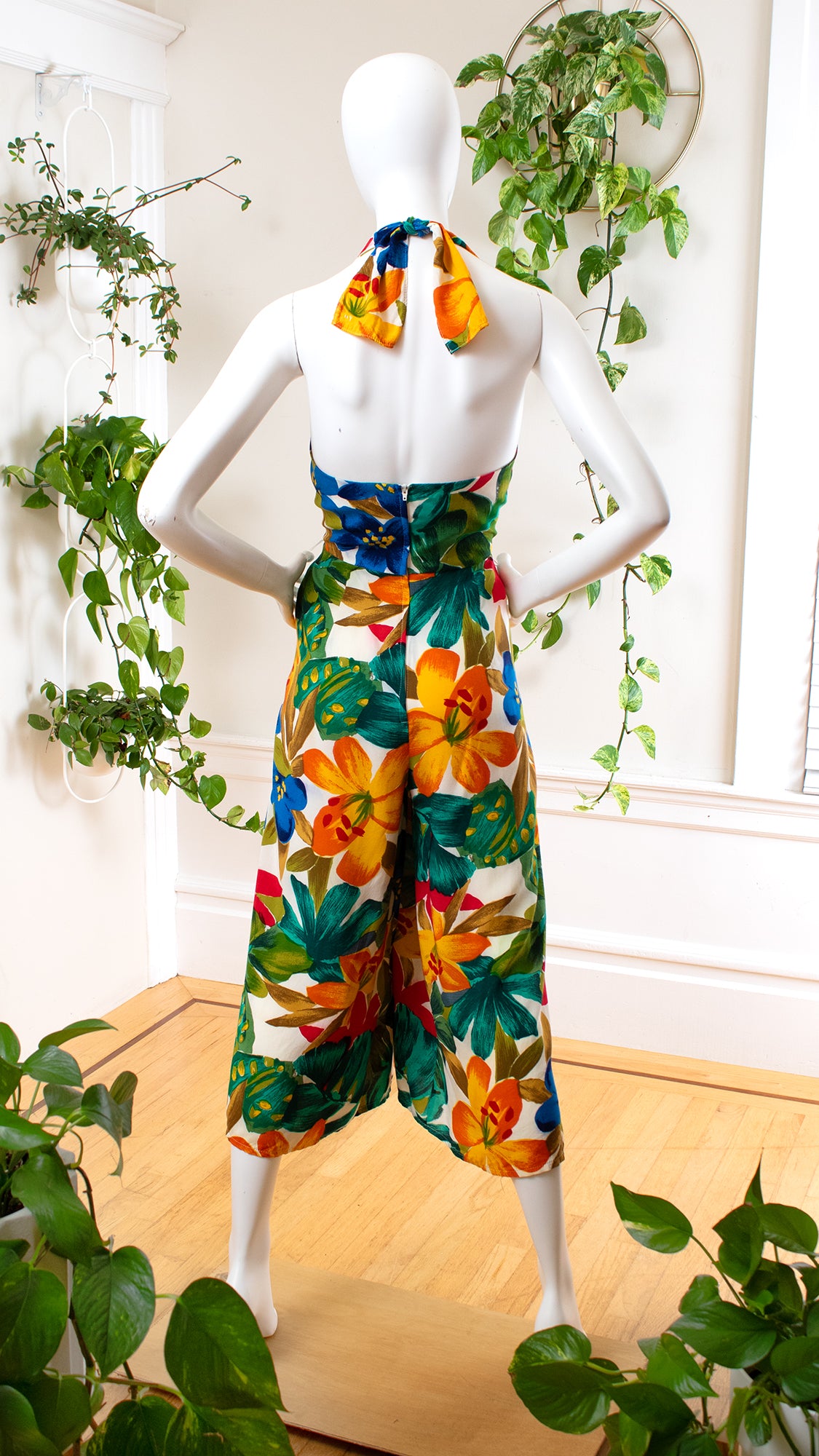 1980s 1990s Tropical Floral Jumpsuit | small/medium