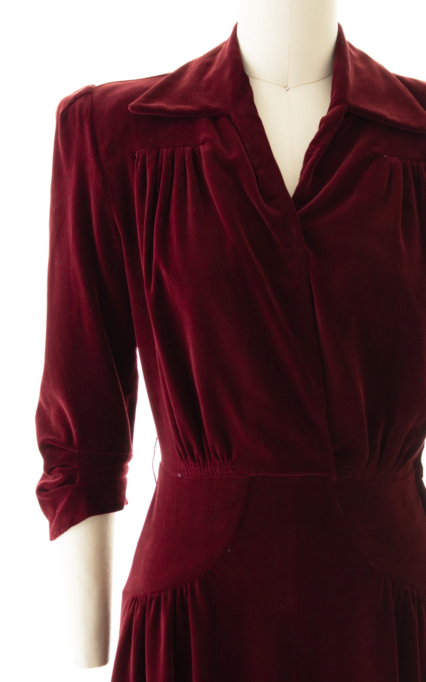 1940s NEW YORK CREATION Burgundy Velvet Dress | small