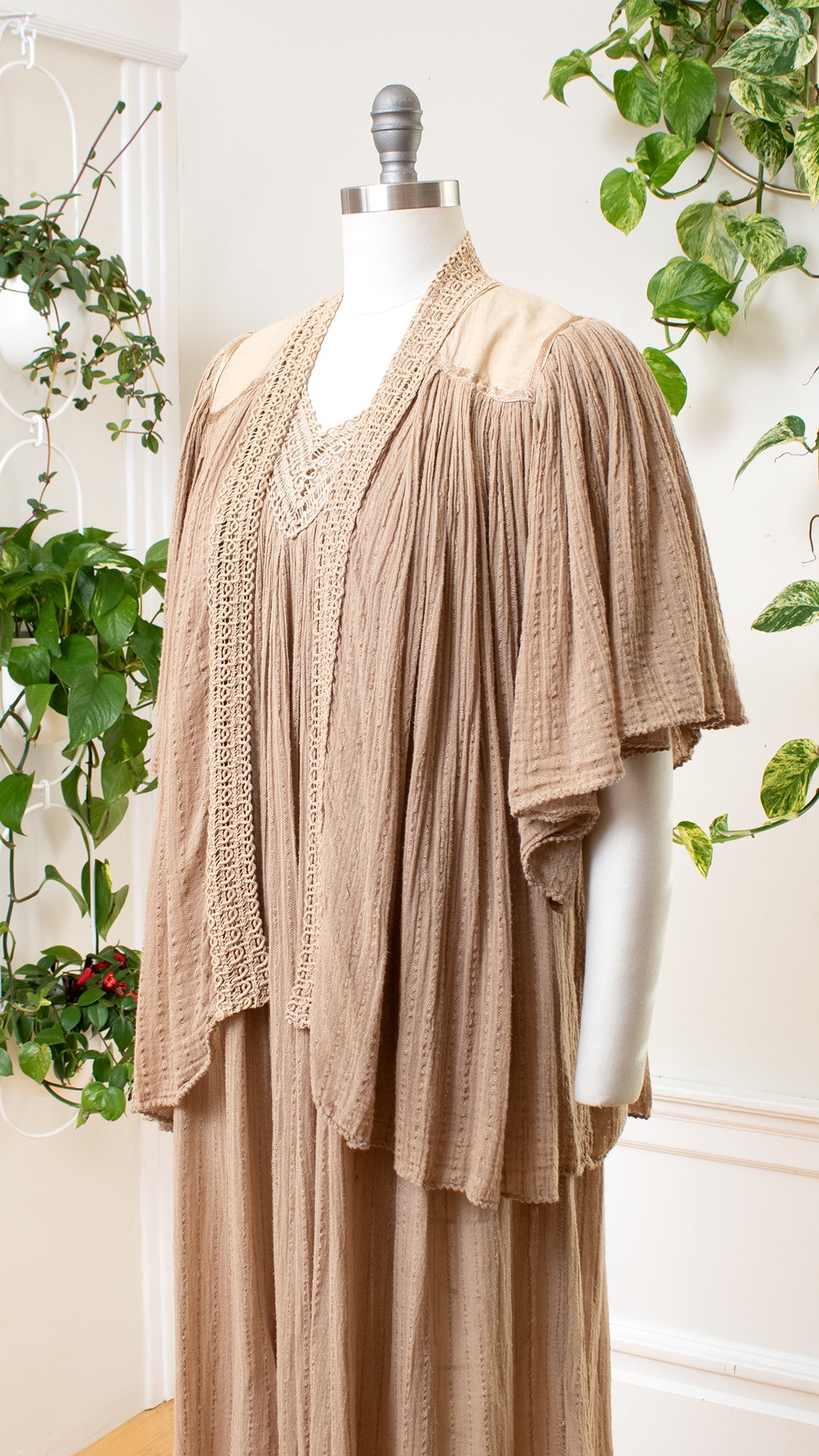 NEW ⭐️ 1970s 1980s Gauze Crochet Dress & Jacket Set | x-small/small/medium/large
