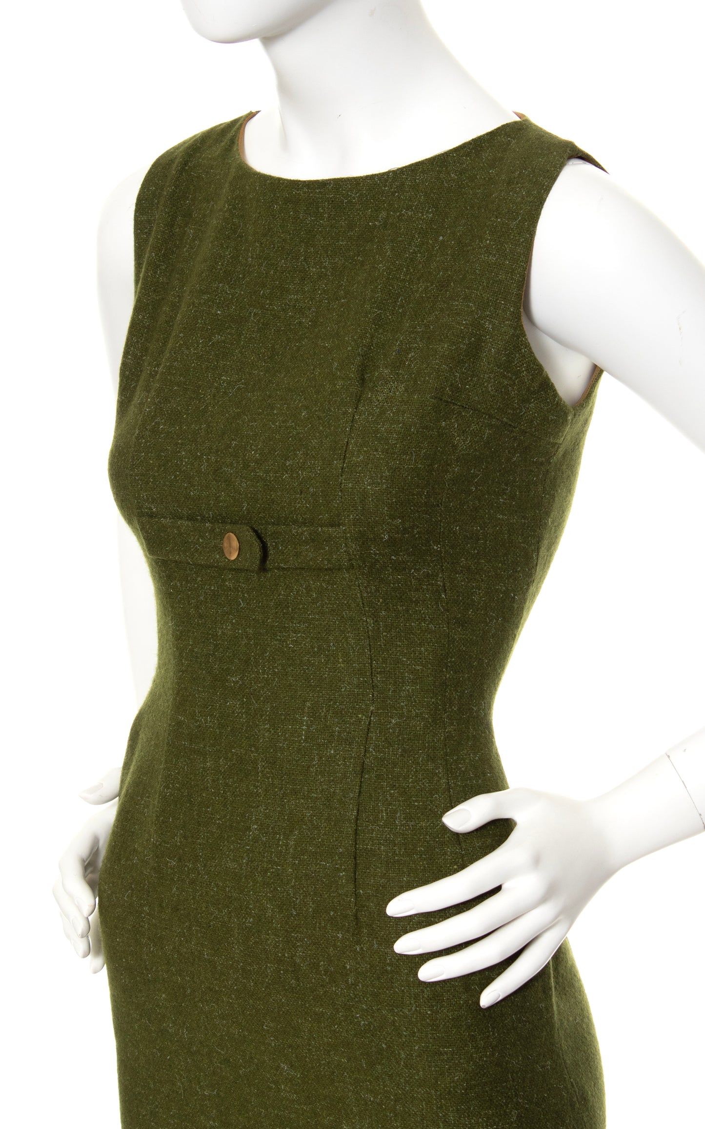 1960s Olive Green Wool Wiggle Dress | x-small