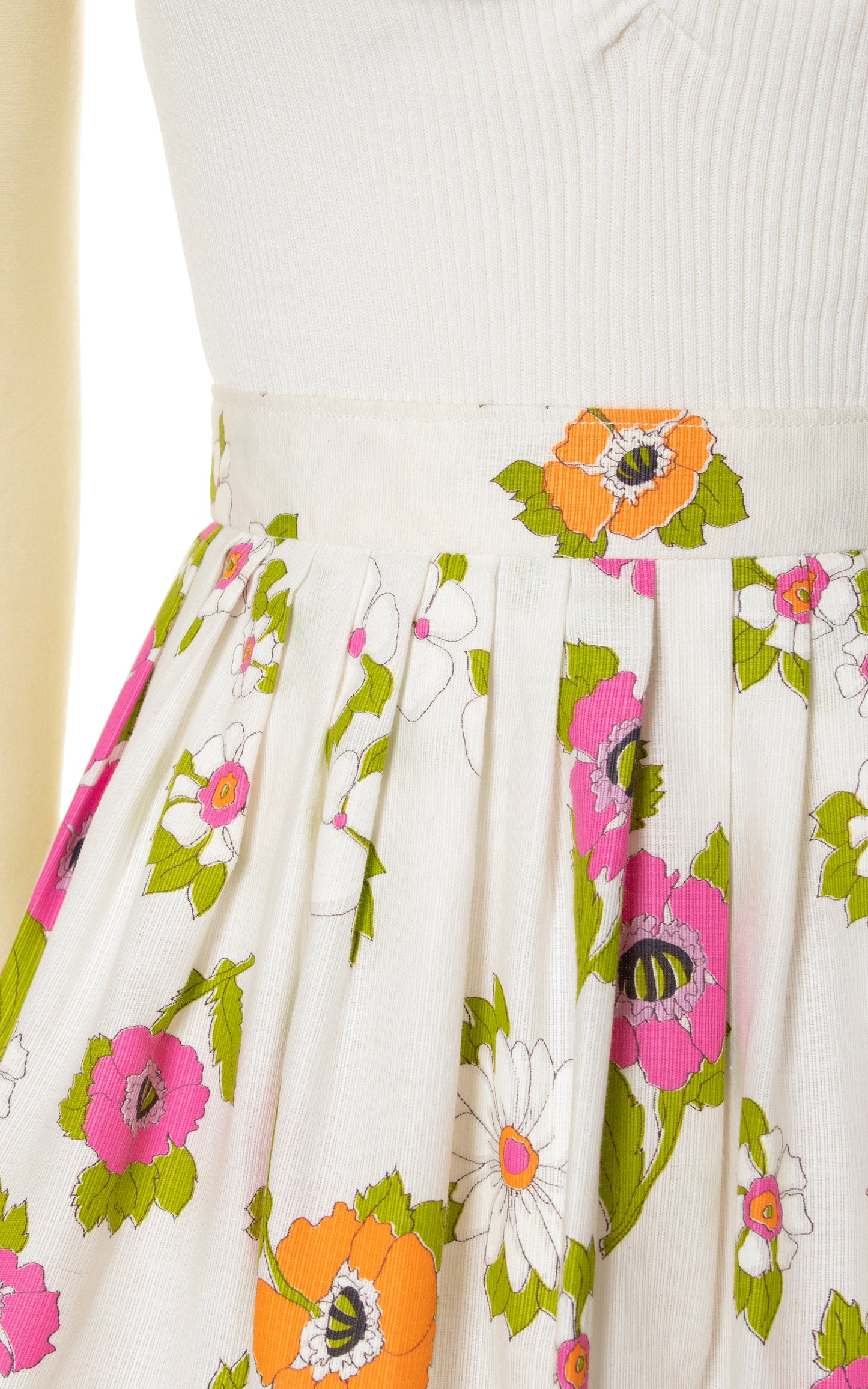 1960s Floral Border Print Cotton Skirt | small