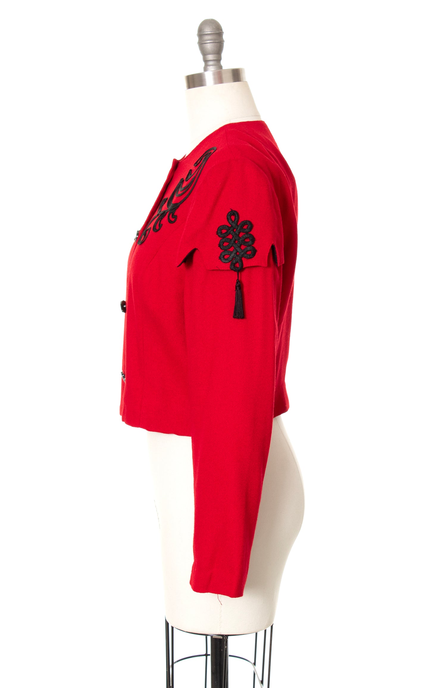 1980s Tassels Soutache Red Cropped Jacket | large