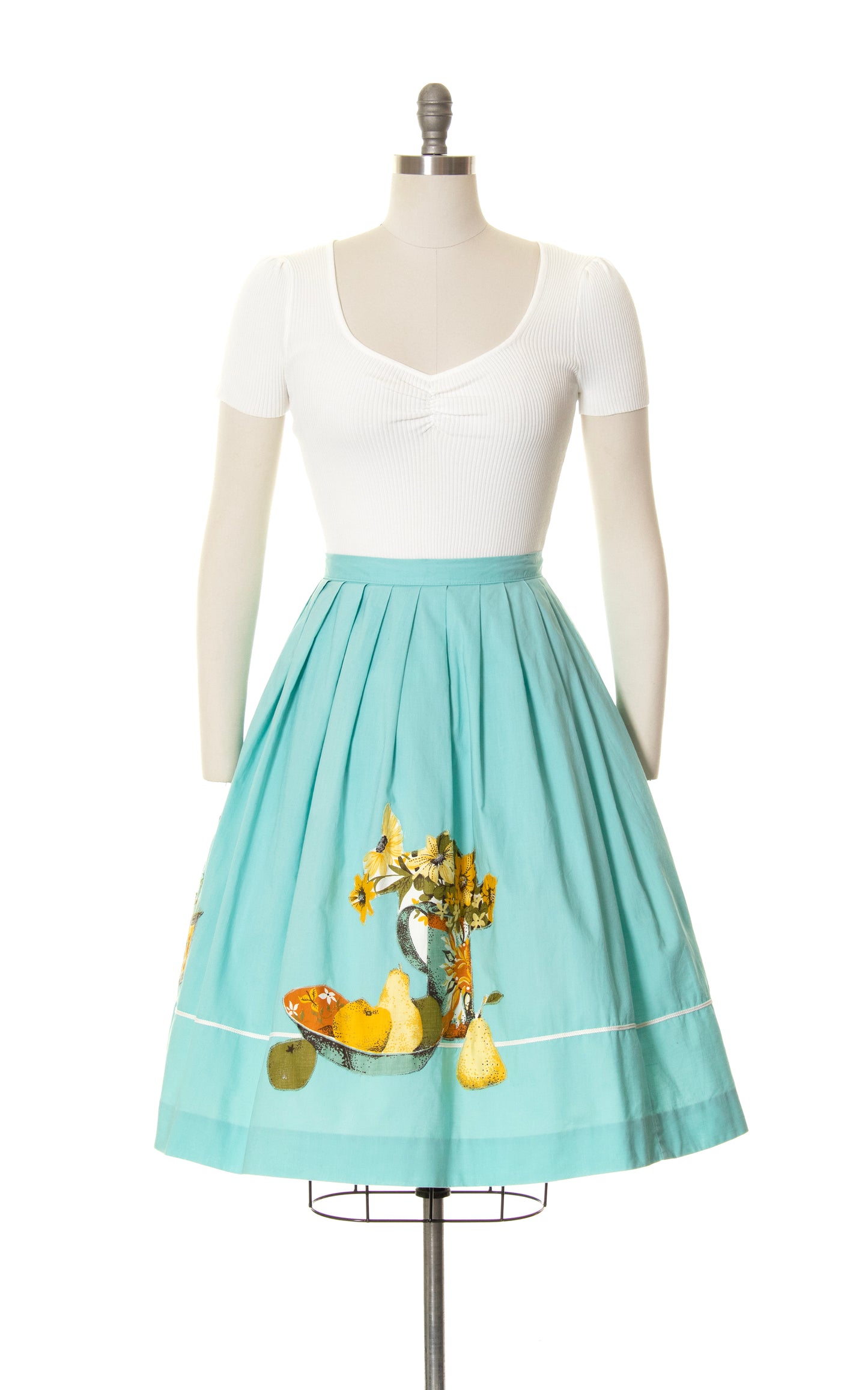 1950s Still Life Novelty Appliqué Wrap Skirt | small