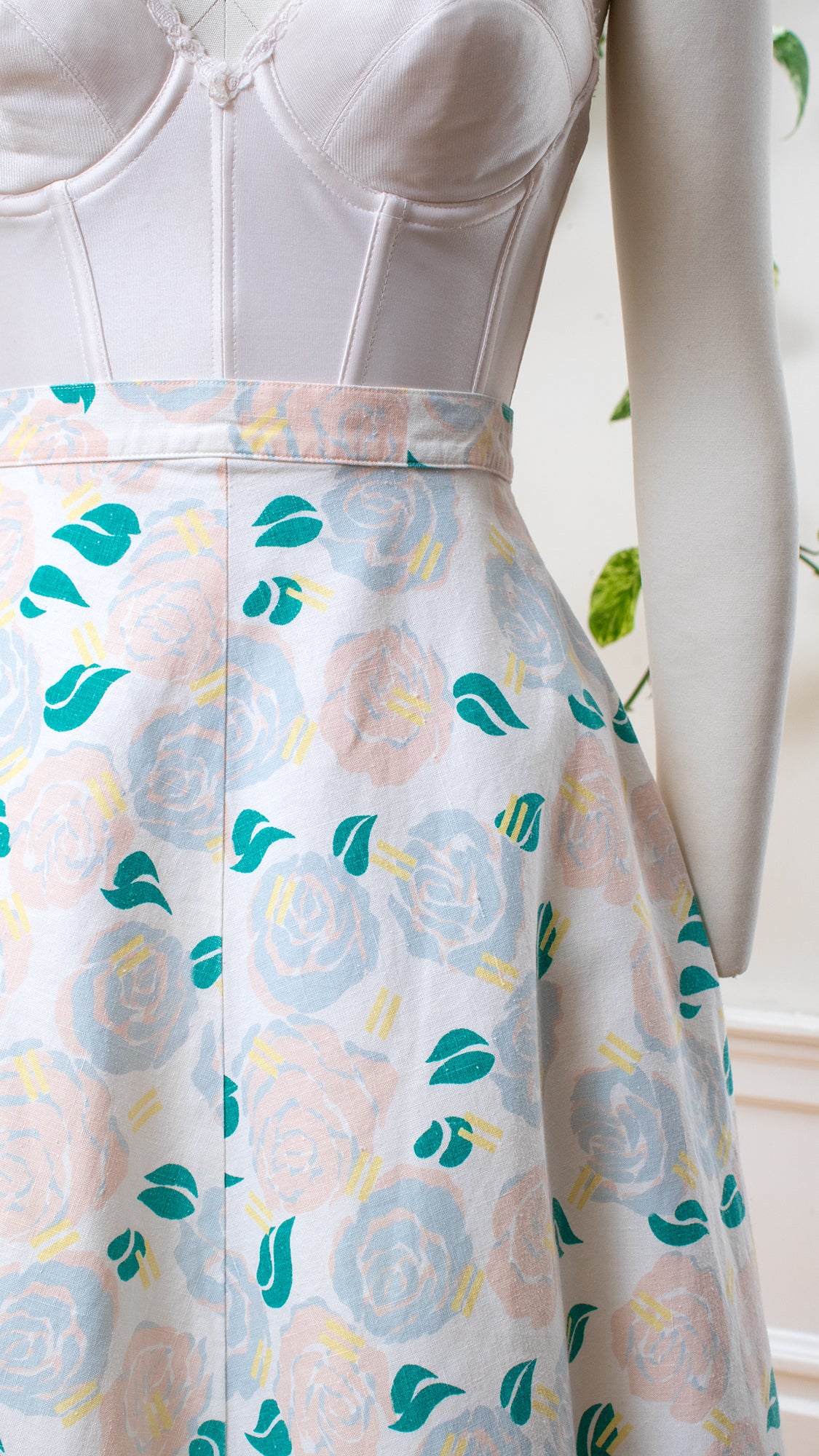 1980s 1990s Pastel Rose Linen-Blend Skirt | small