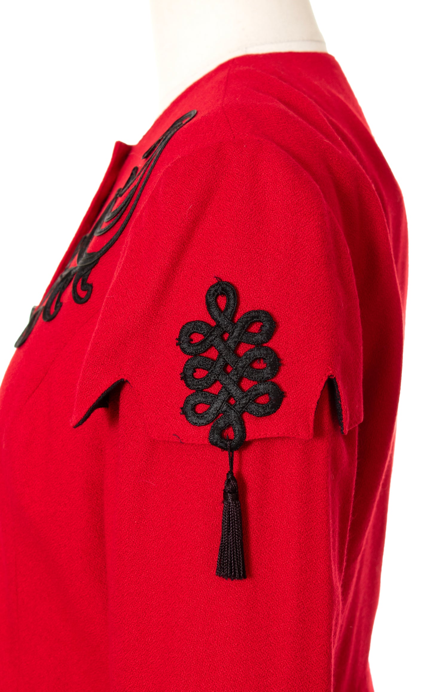 1980s Tassels Soutache Red Cropped Jacket | large