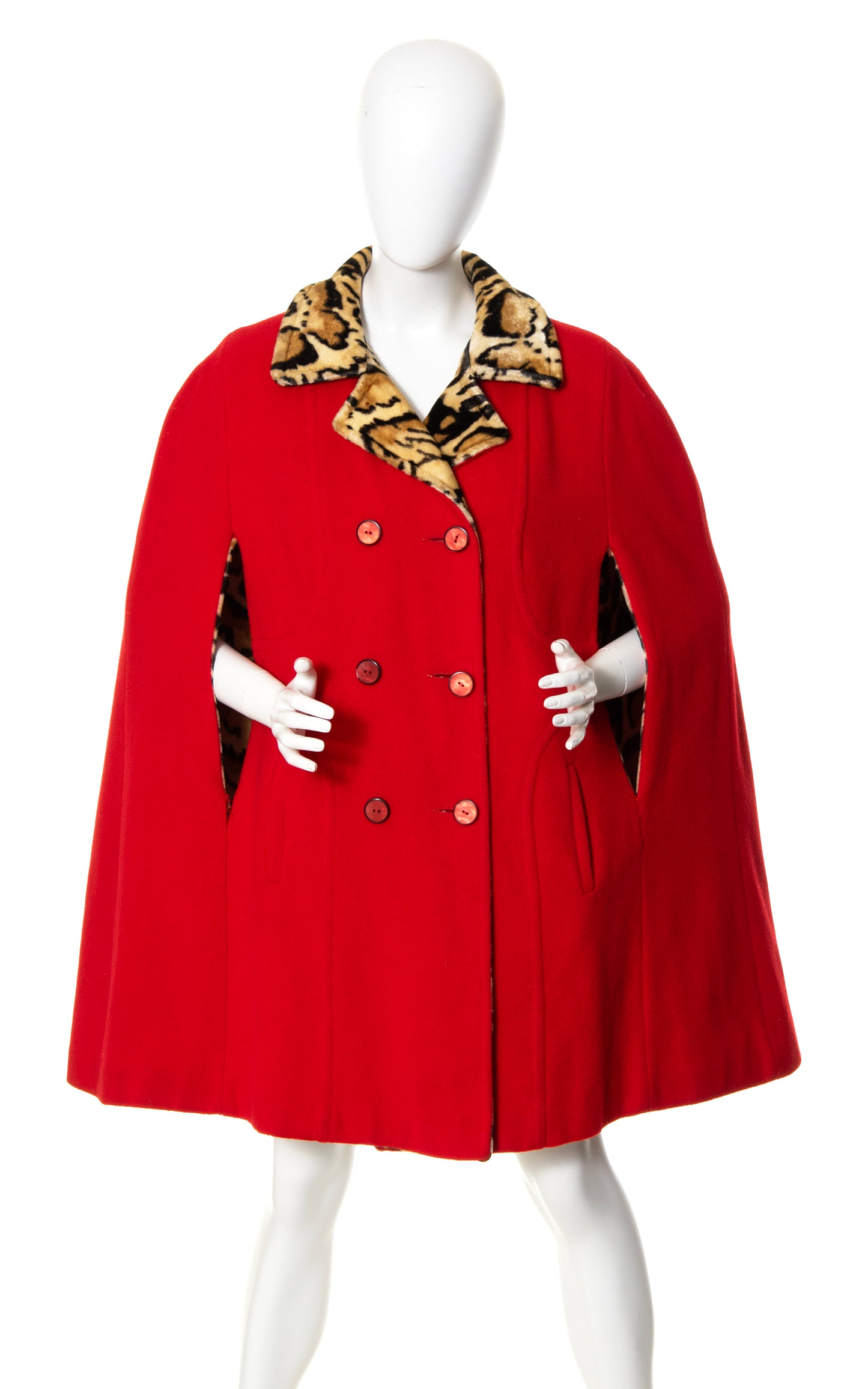 1960s Reversible Faux Fur & Wool Cape | medium/large/x-large