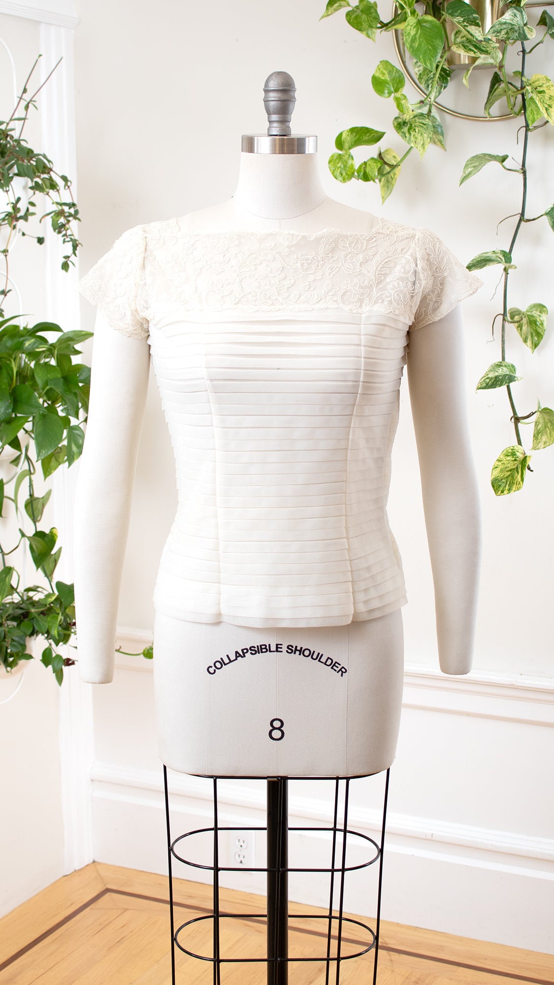 1950s Soutache Lace & Sheer Nylon Blouse | small/medium
