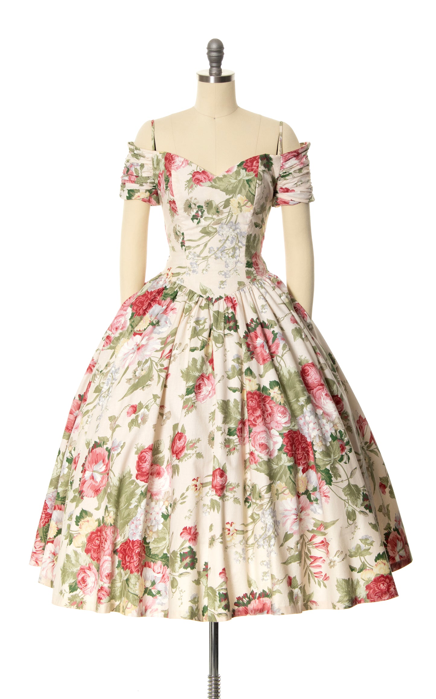 1980s KARIN STEVENS Romantic Floral Dress | x-small/small
