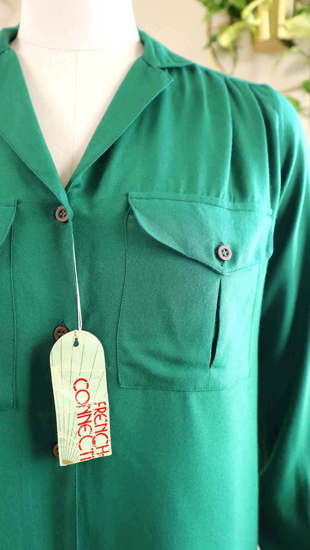 1970s Deadstock FRENCH CONNECTION Green Blouse | small/medium