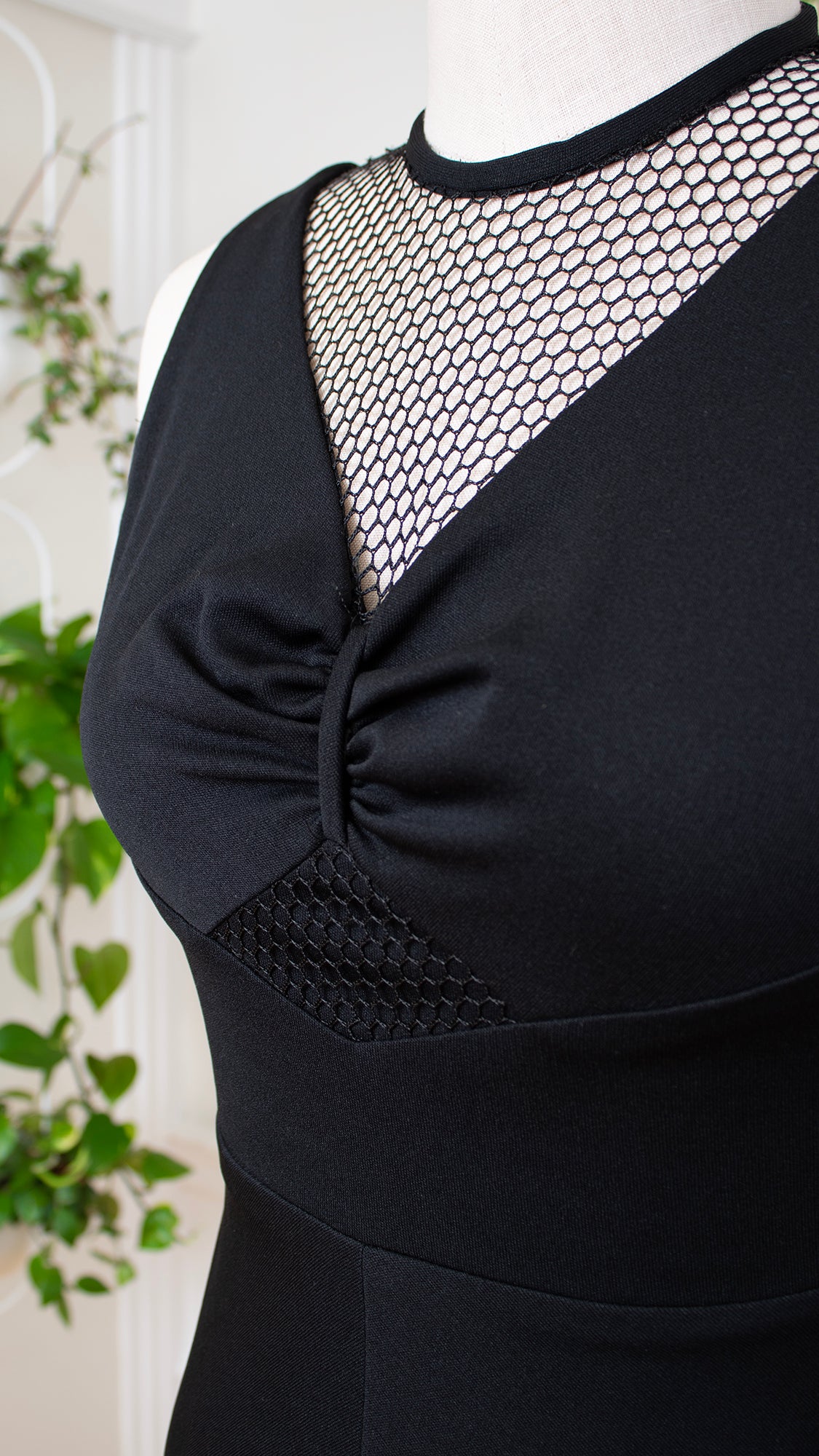 1970s Black Fishnet Maxi Dress | medium/large