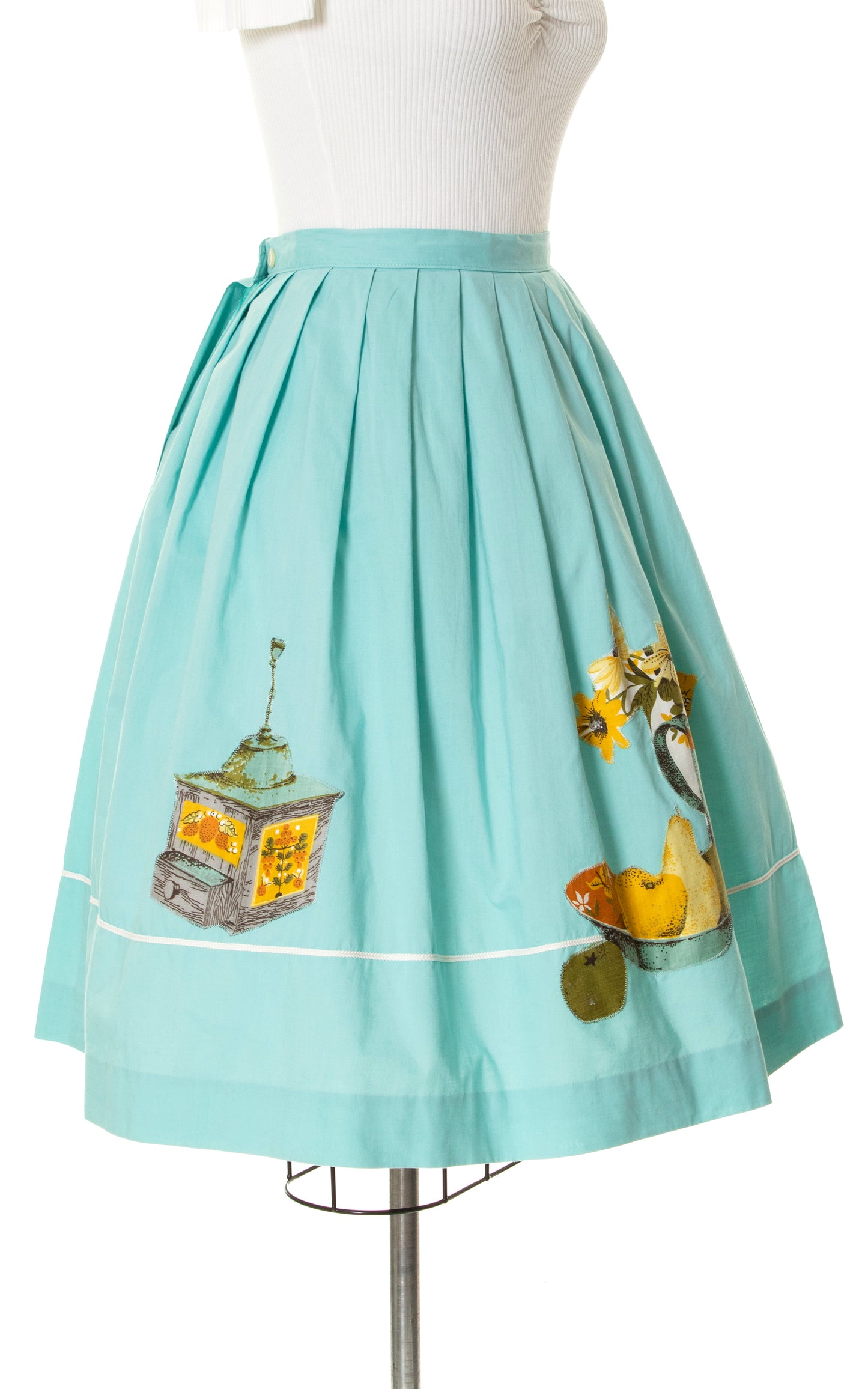 1950s Still Life Novelty Appliqué Wrap Skirt | small
