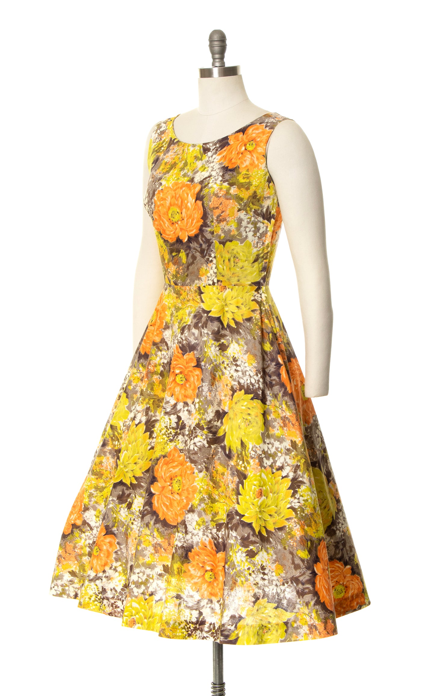 1960s Floral Print Cotton Sundress | small