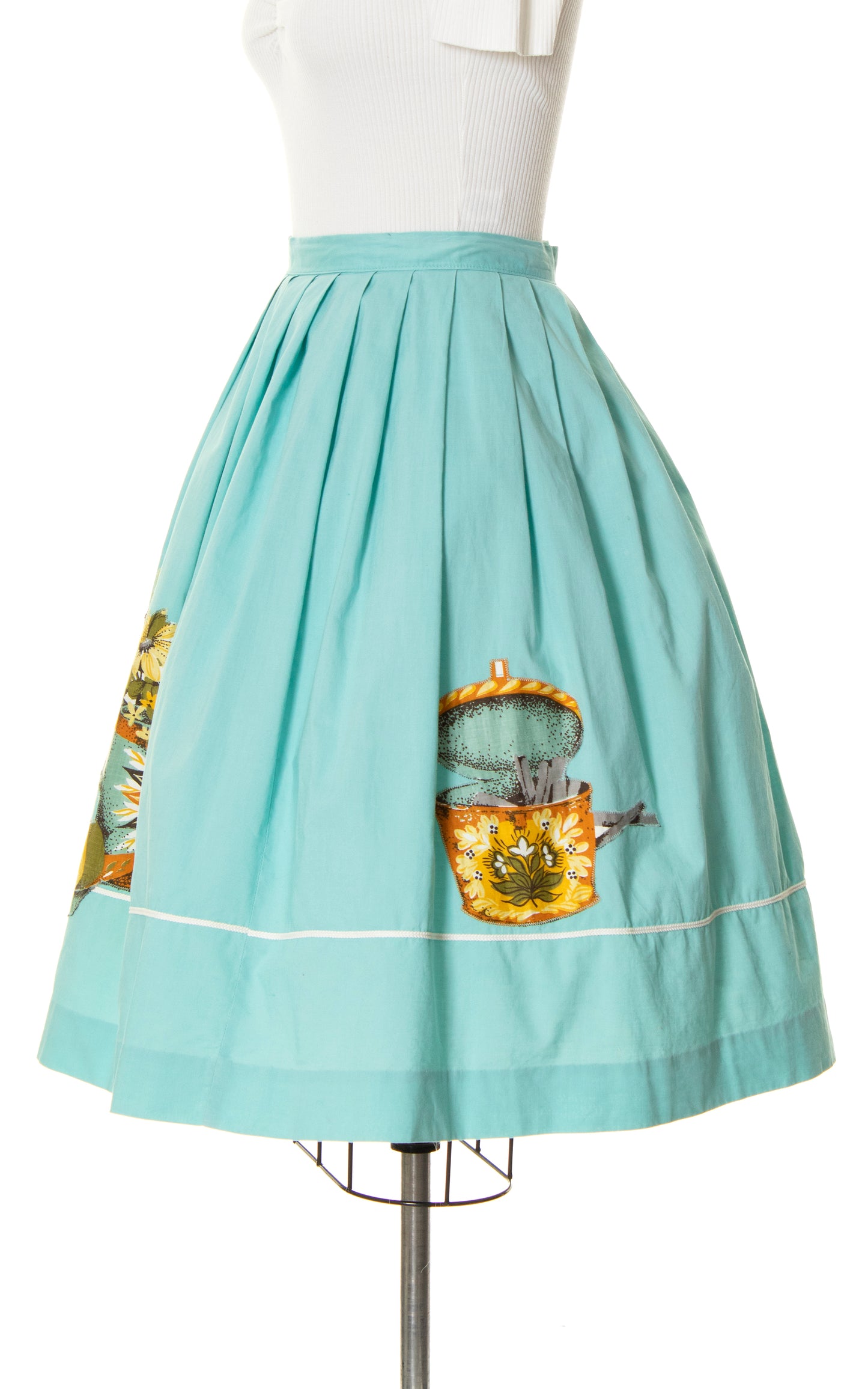 1950s Still Life Novelty Appliqué Wrap Skirt | small