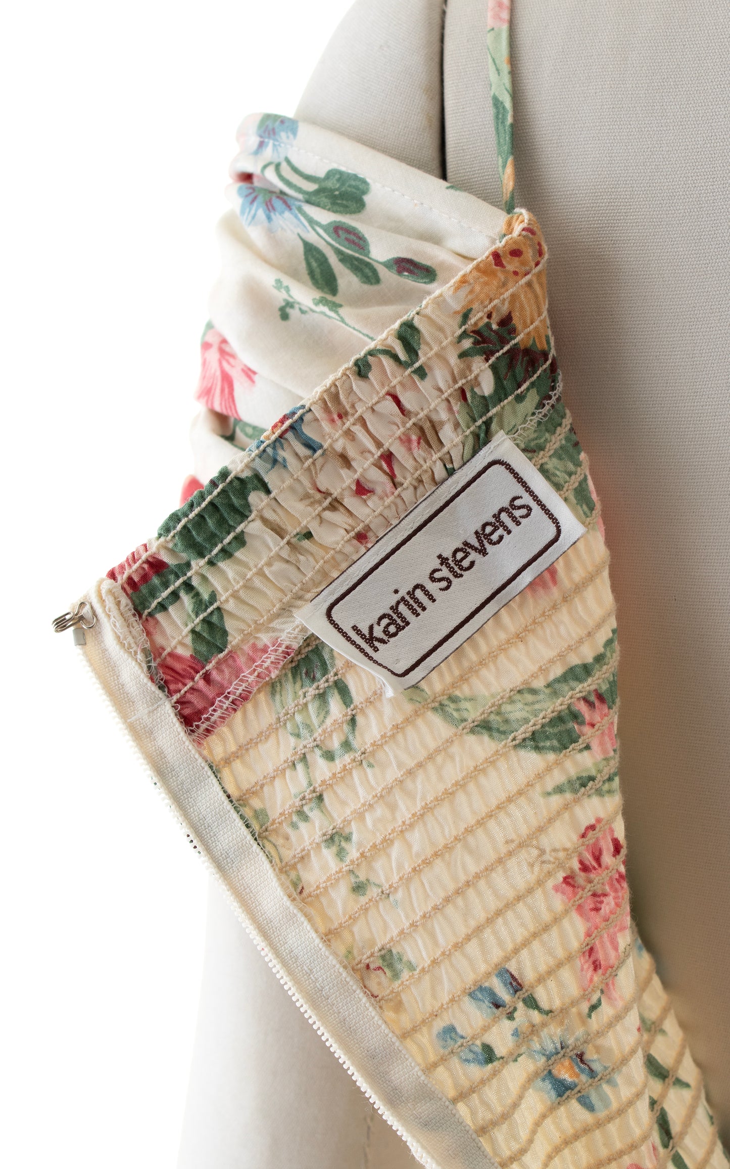 1980s KARIN STEVENS Romantic Floral Dress | small/medium