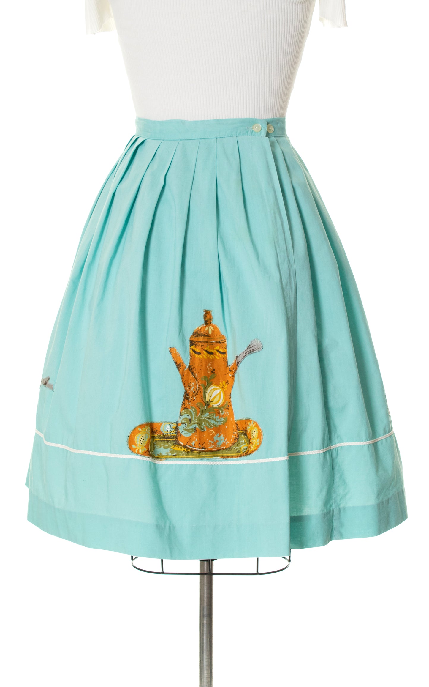 1950s Still Life Novelty Appliqué Wrap Skirt | small