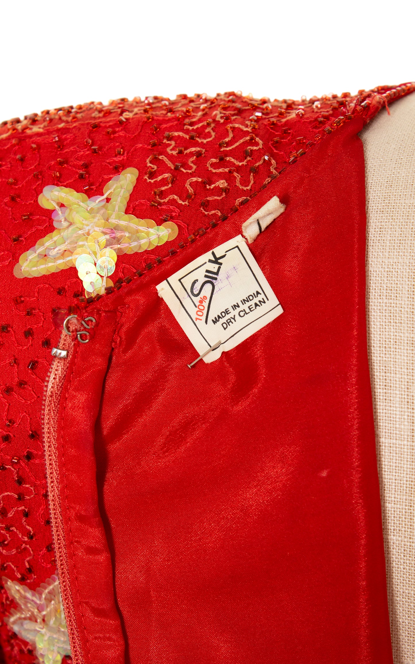 1980s Star Sequin Silk Party Dress | large