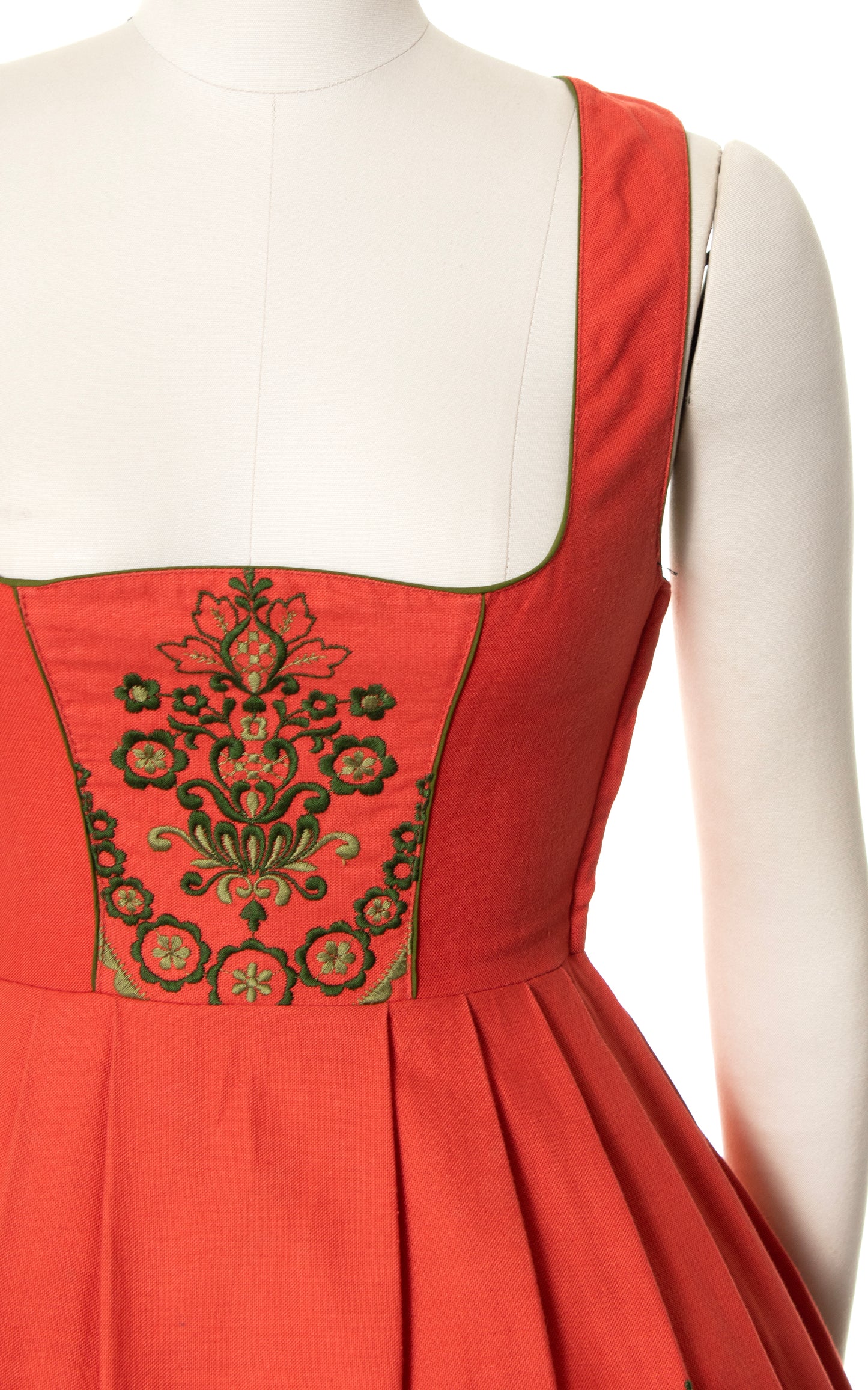 1960s Floral Embroidered Border Dirndl Sundress | small