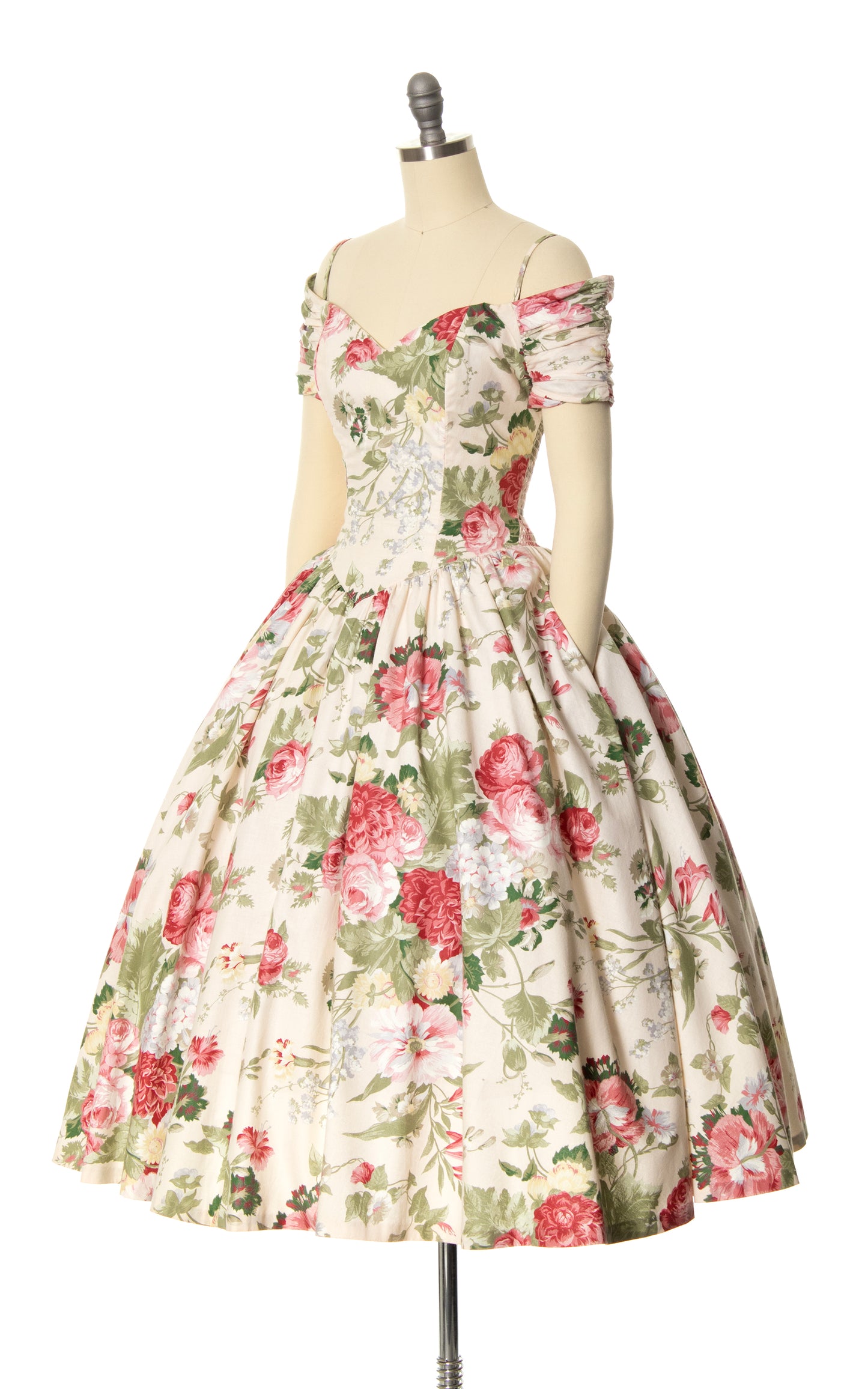 1980s KARIN STEVENS Romantic Floral Dress | x-small/small
