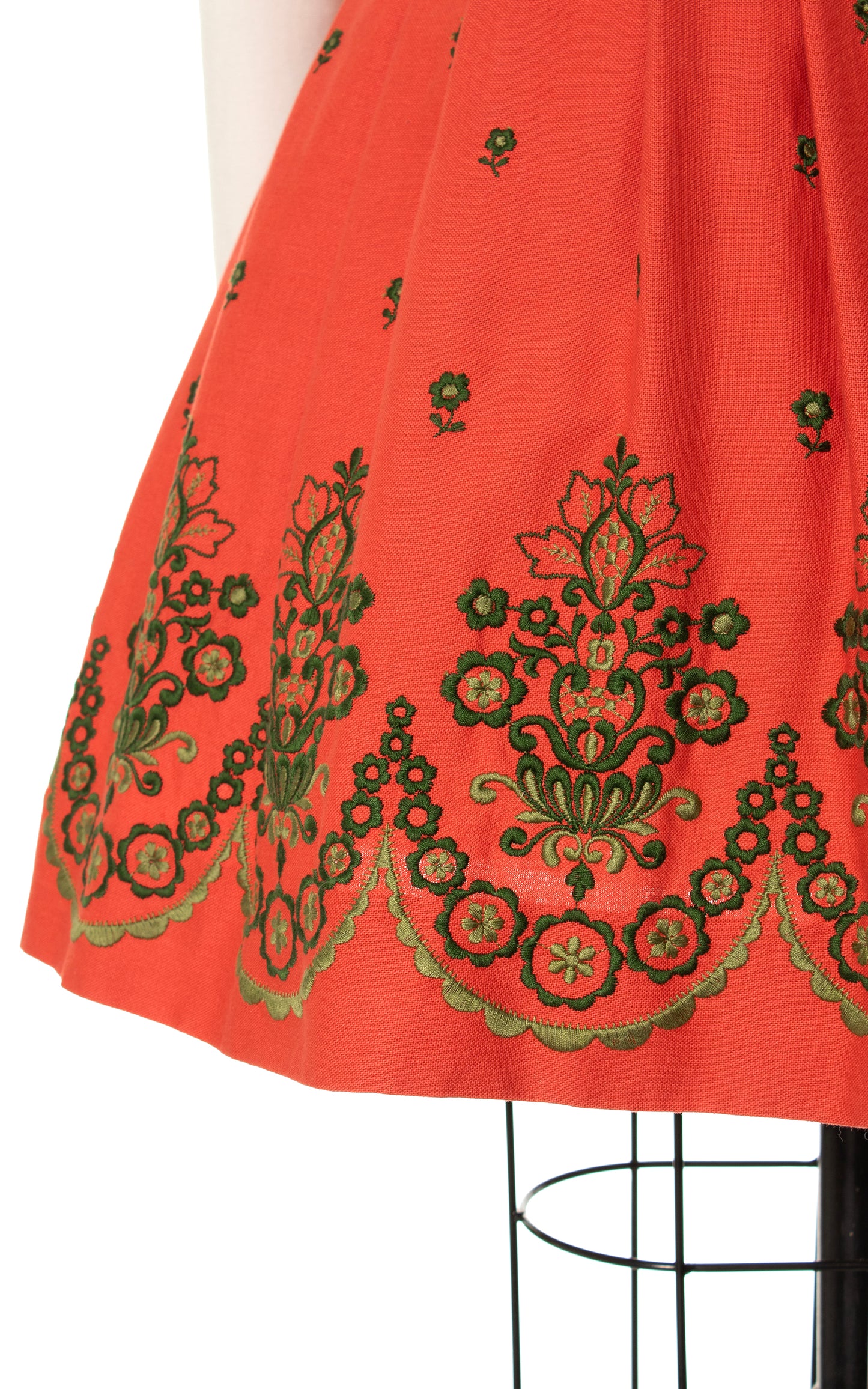 1960s Floral Embroidered Border Dirndl Sundress | small