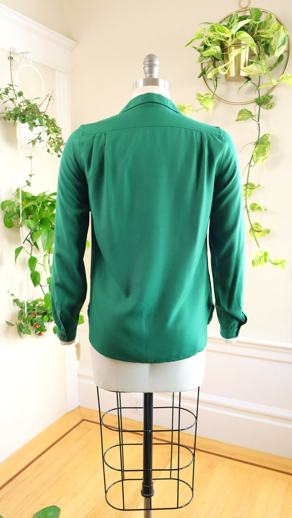 1970s Deadstock FRENCH CONNECTION Green Blouse | small/medium