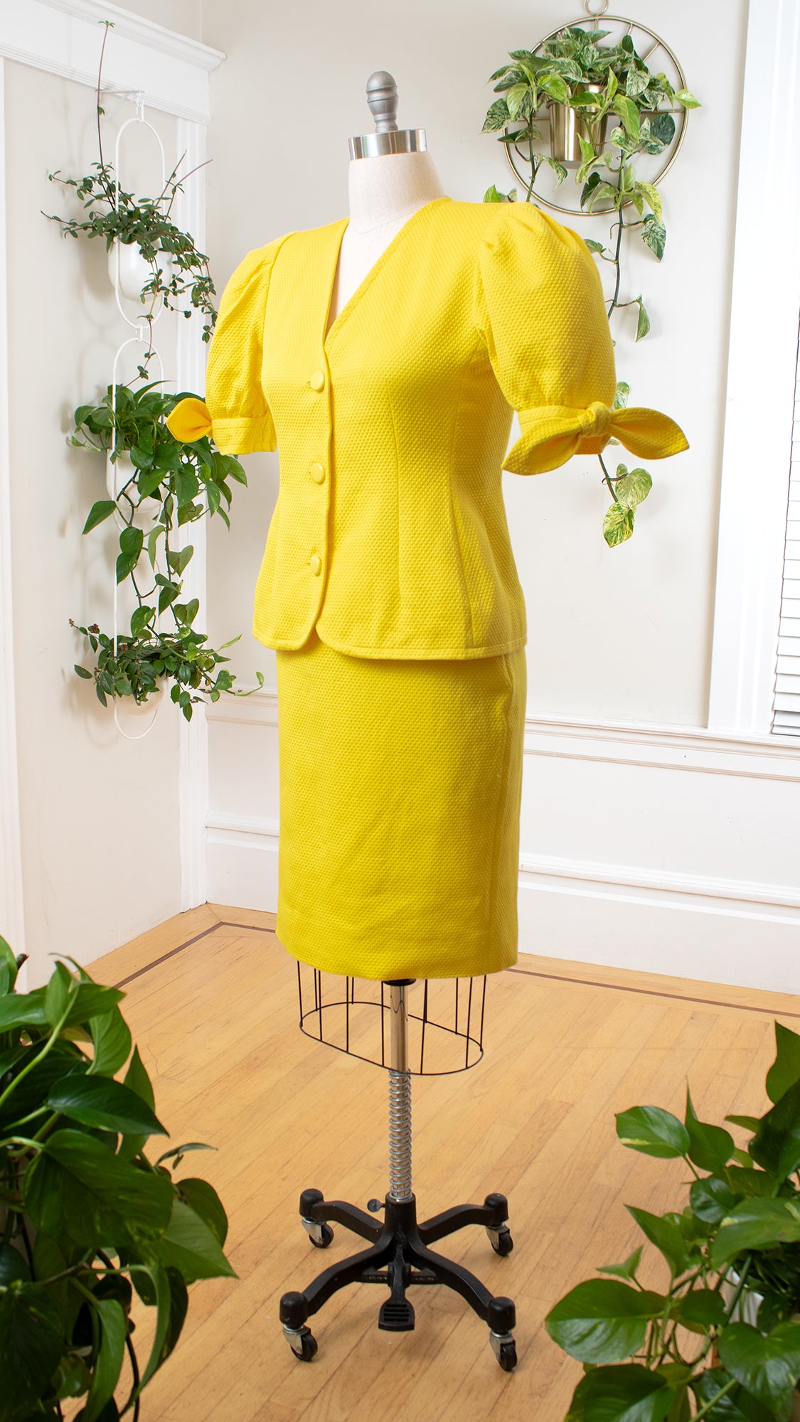 1980s GIVENCHY Puff Sleeve Skirt Suit | medium