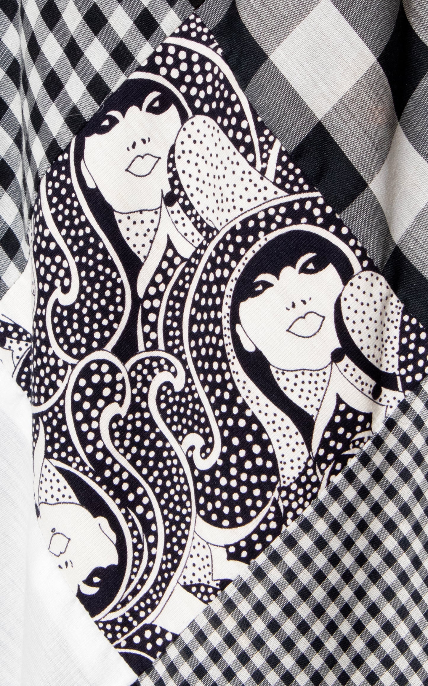 1970s Op Art Lady Faces Quilted Skirt | x-small/small/medium/large