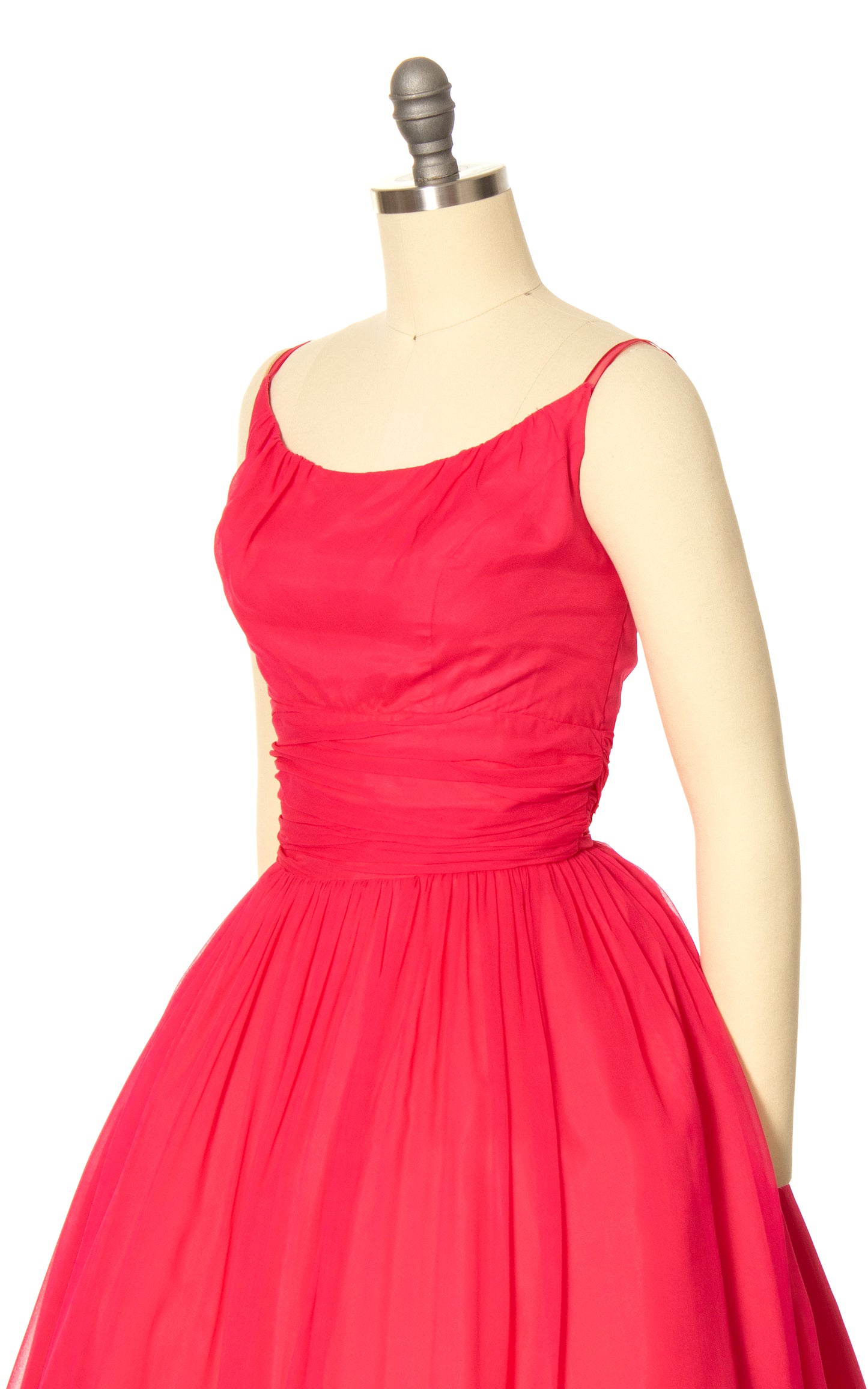 1960s Hot Pink Silk Chiffon Party Dress | small
