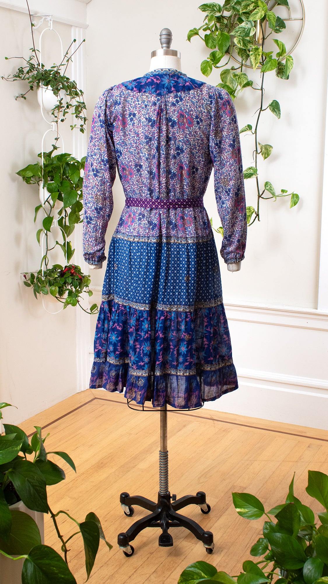 NEW ⭐️ 1970s KAISER Purple Floral Cotton Dress | medium/large